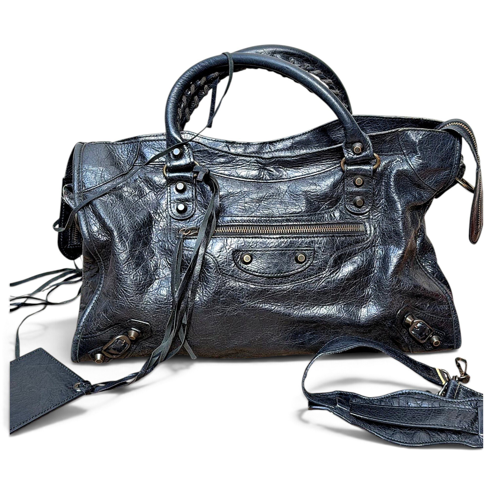 City leather handbag