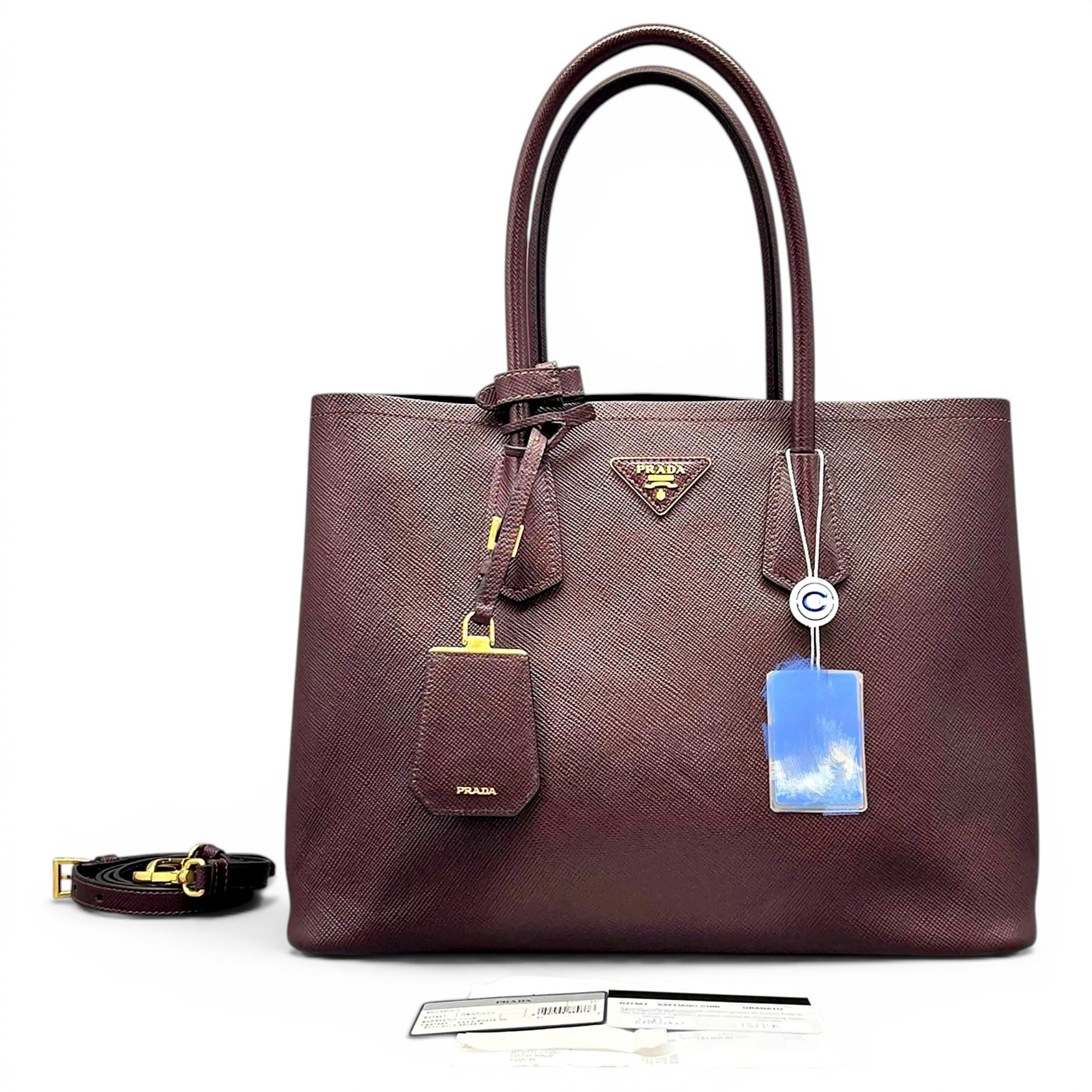 Double leather handbag
