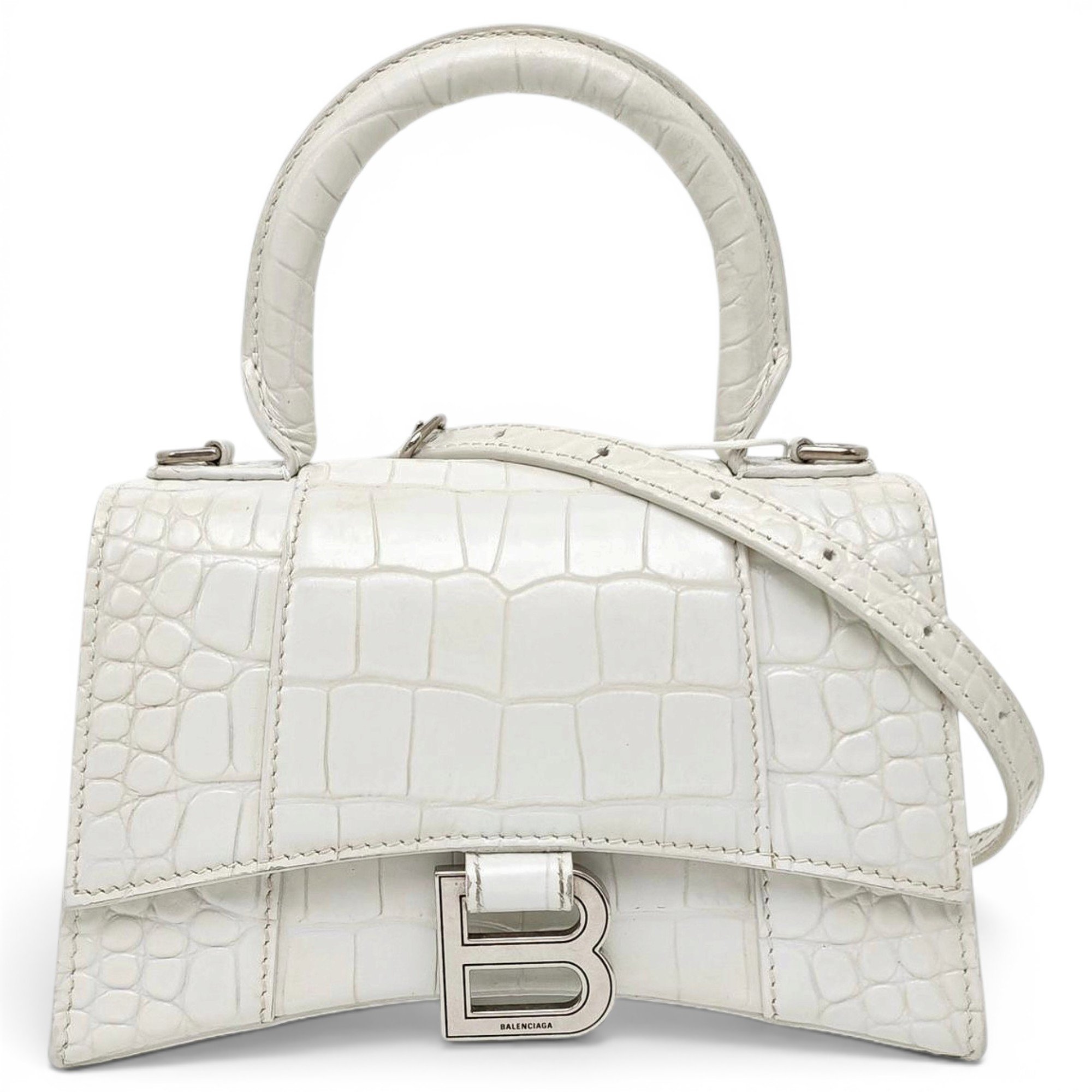 Hourglass leather handbag