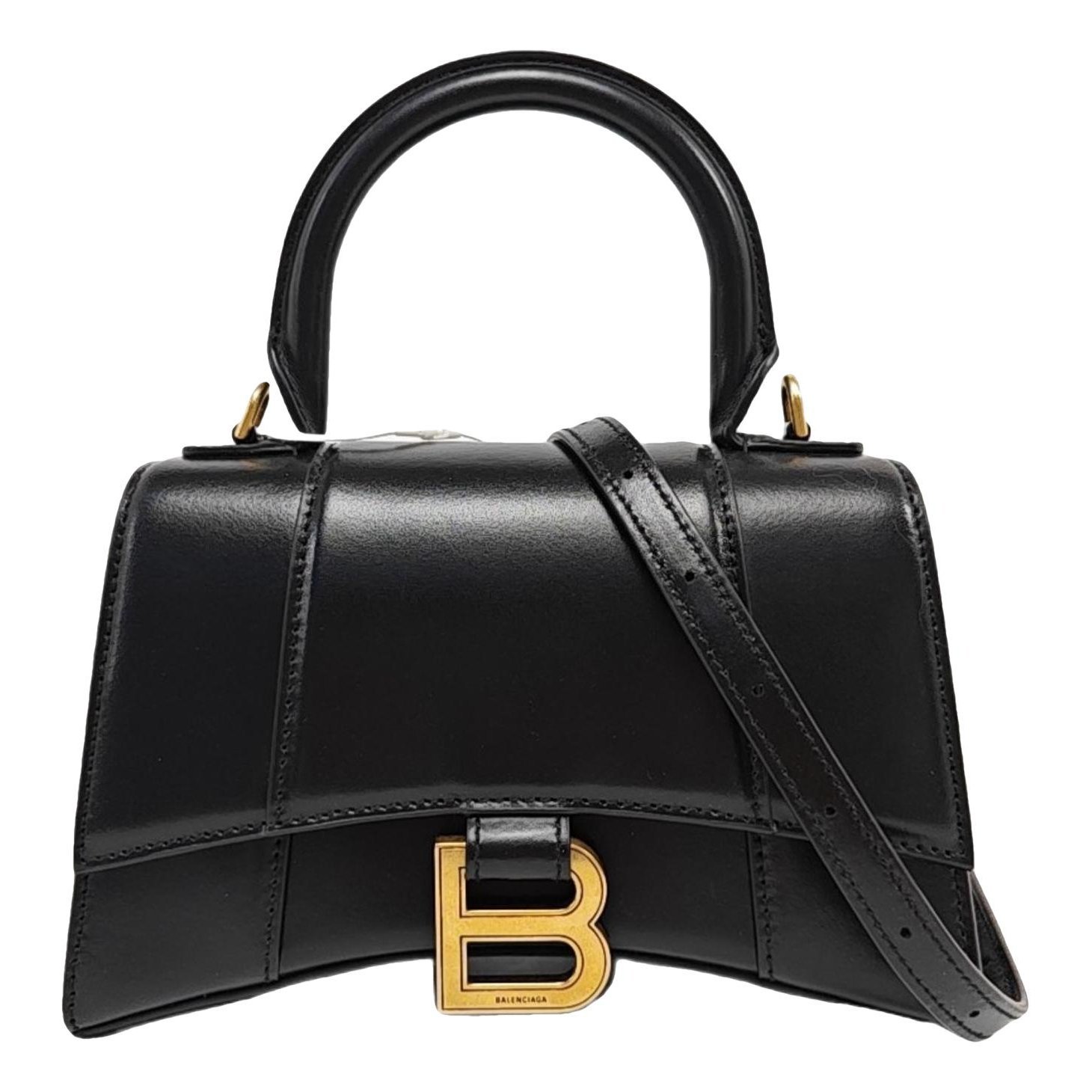 Hourglass leather handbag