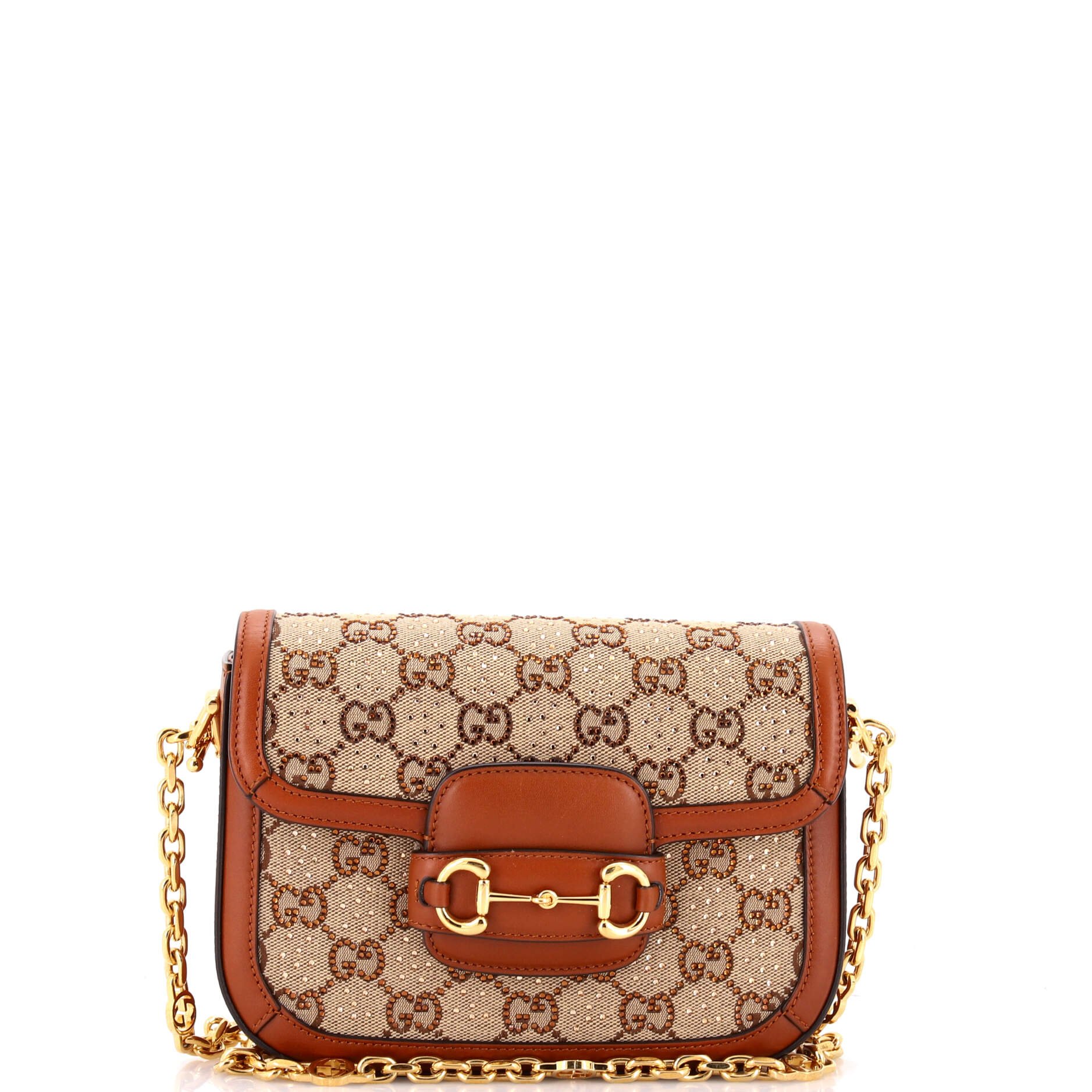 Horsebit 1955 Shoulder Bag Crystal Embellished GG Canvas Mini