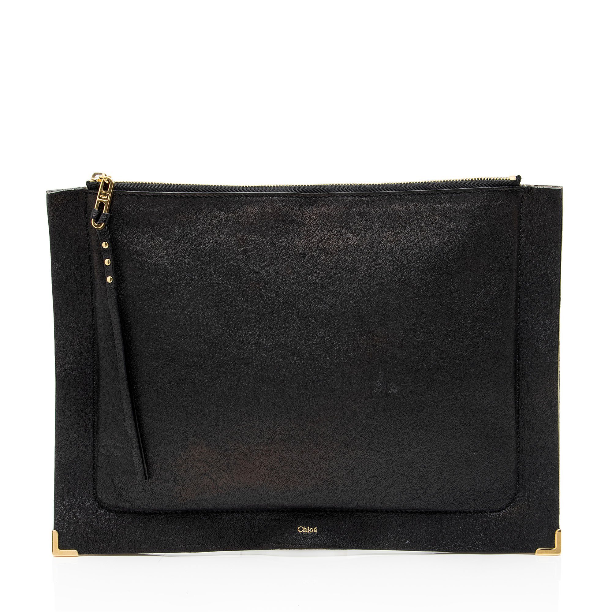Leather clutch bag