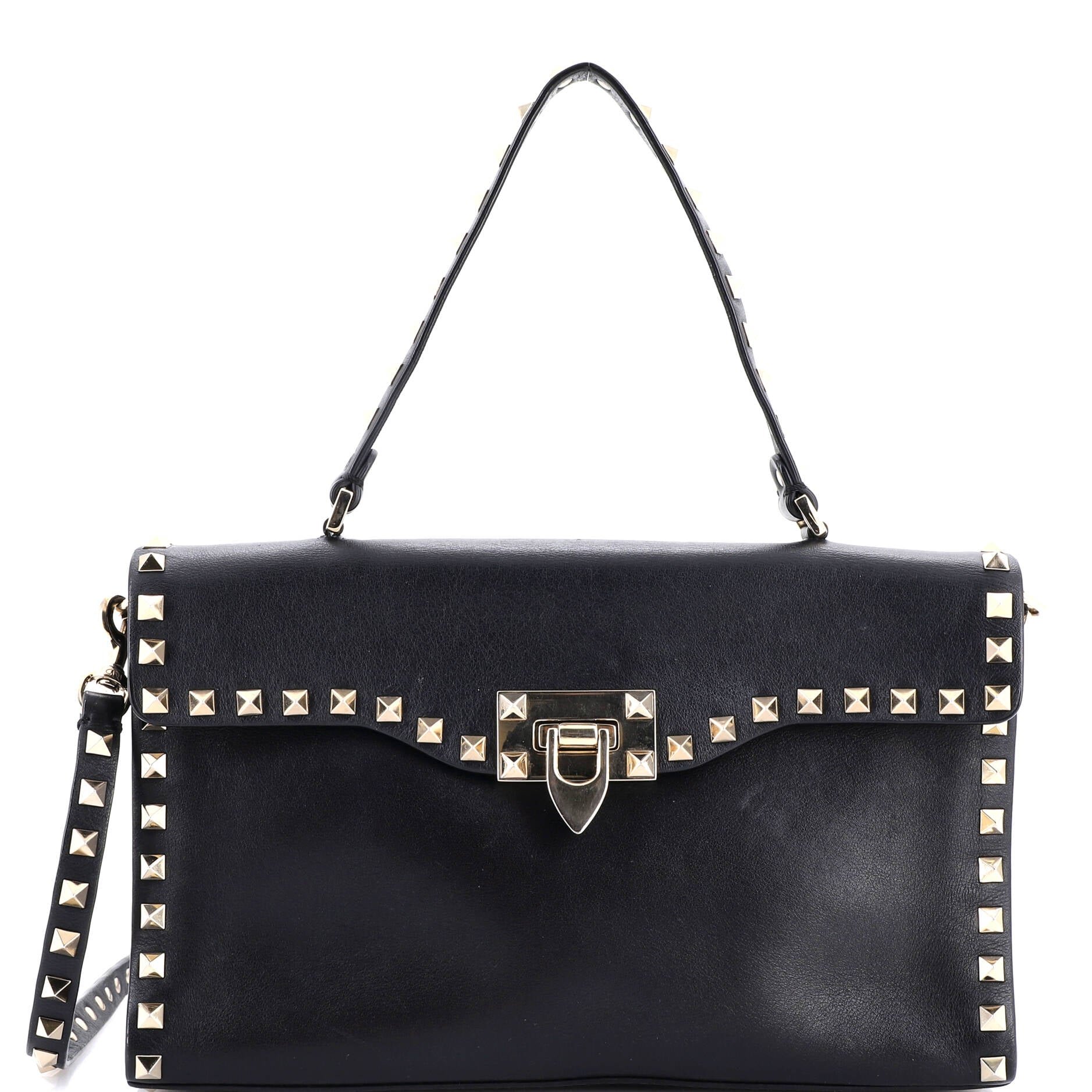 Valentino Garavani Rockstud Flip Lock Flap Bag Leather Large