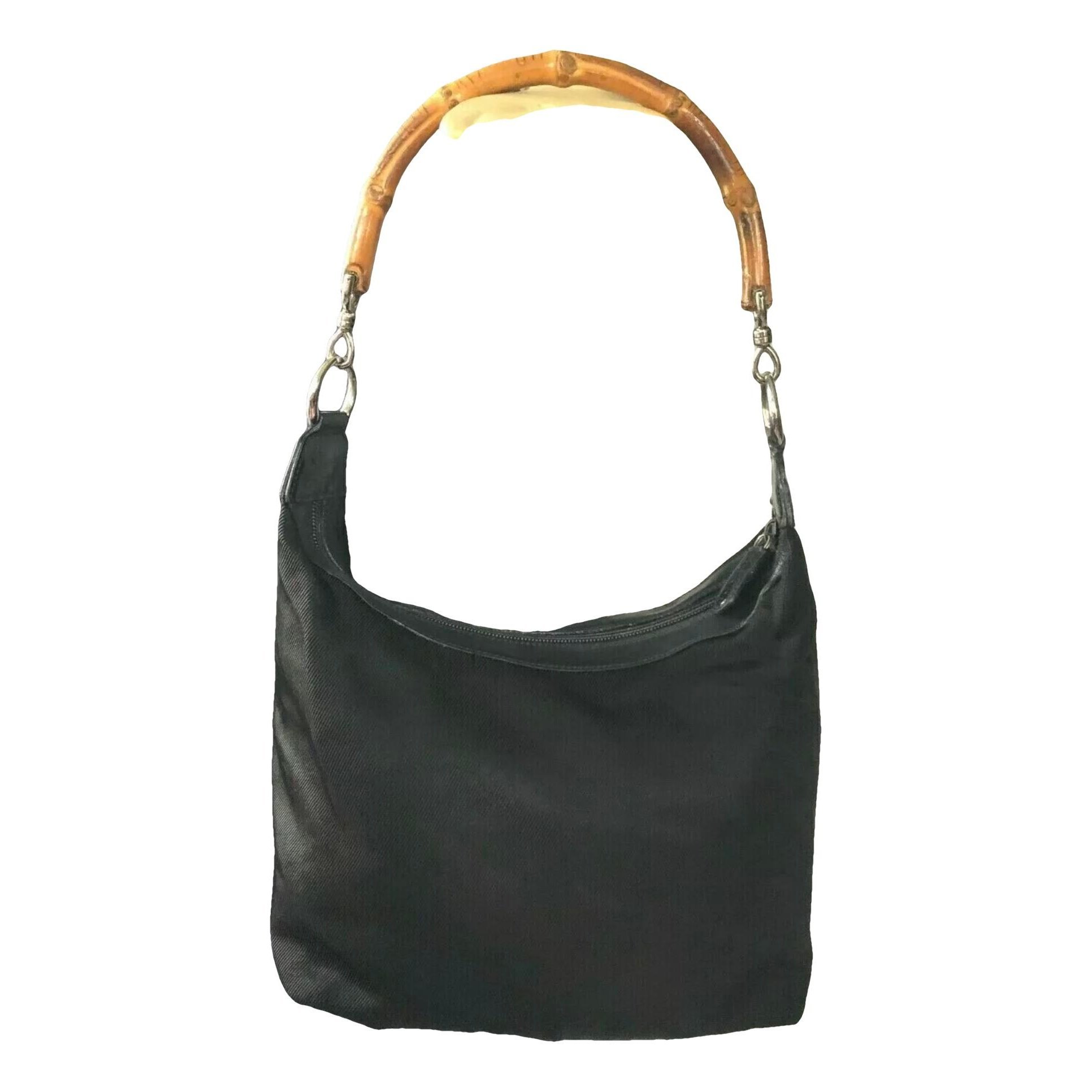 Gucci Vintage Bamboo Hobo cloth handbag