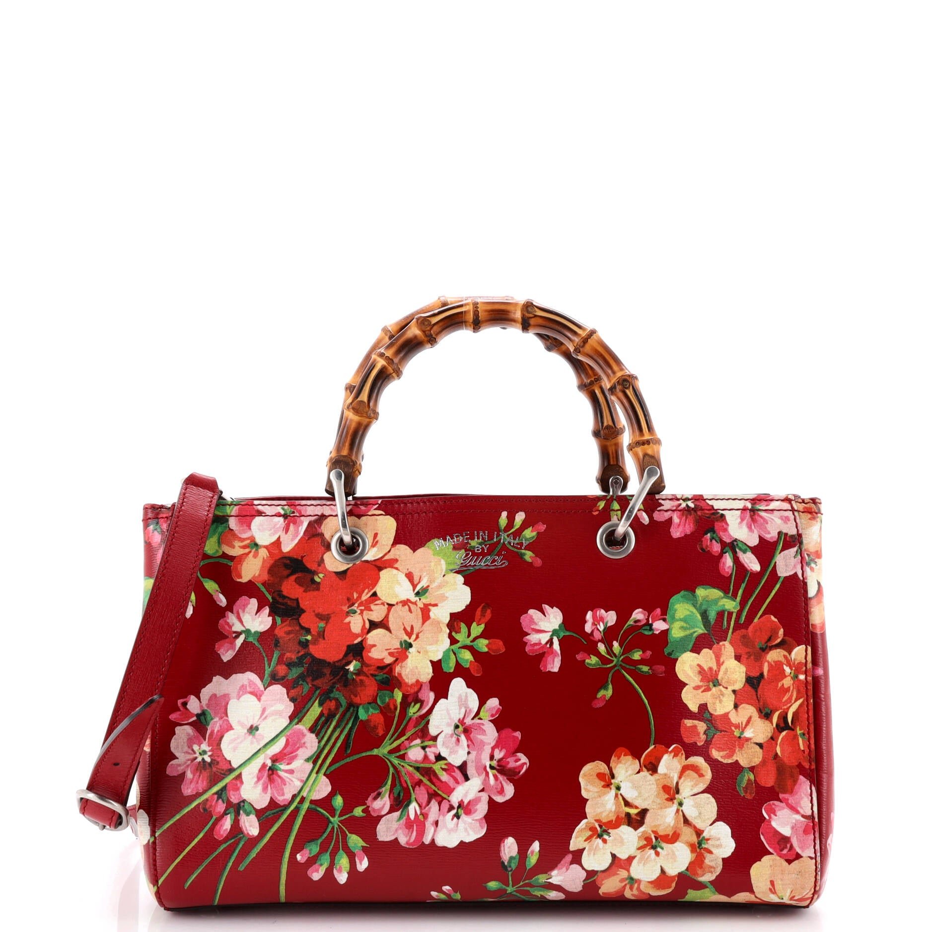 Bamboo Shopper Tote Blooms Print Leather Medium