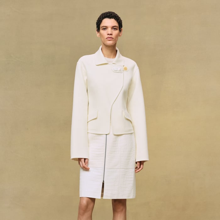 Blanc Naturel Veste Fermeture Bijoux