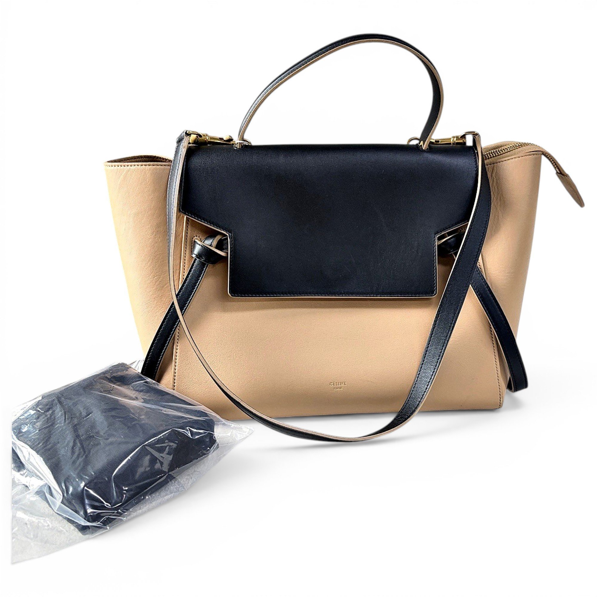 Trapèze leather handbag