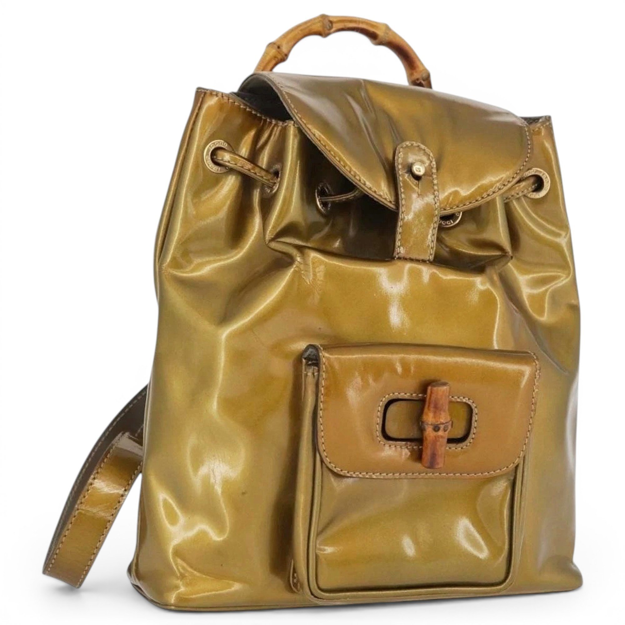 Patent leather backpack
