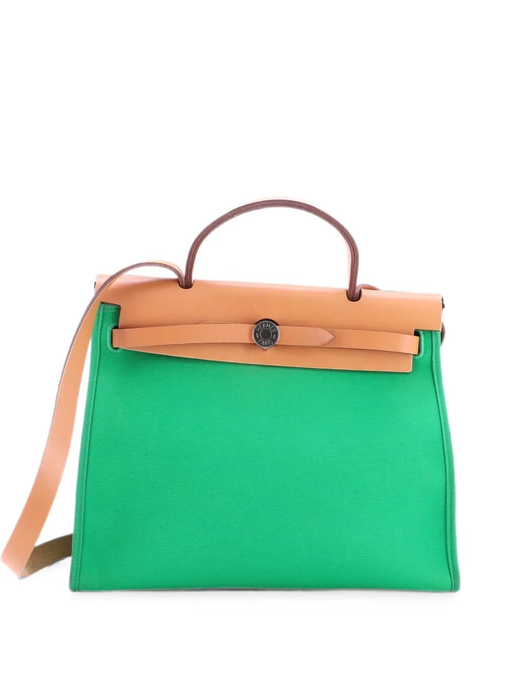 Herbag Zip Leather and Toile 31 shoulder bag