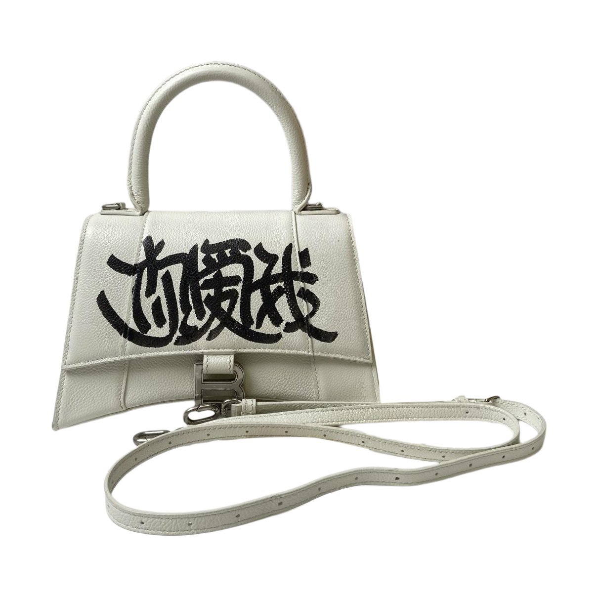 Hourglass leather handbag