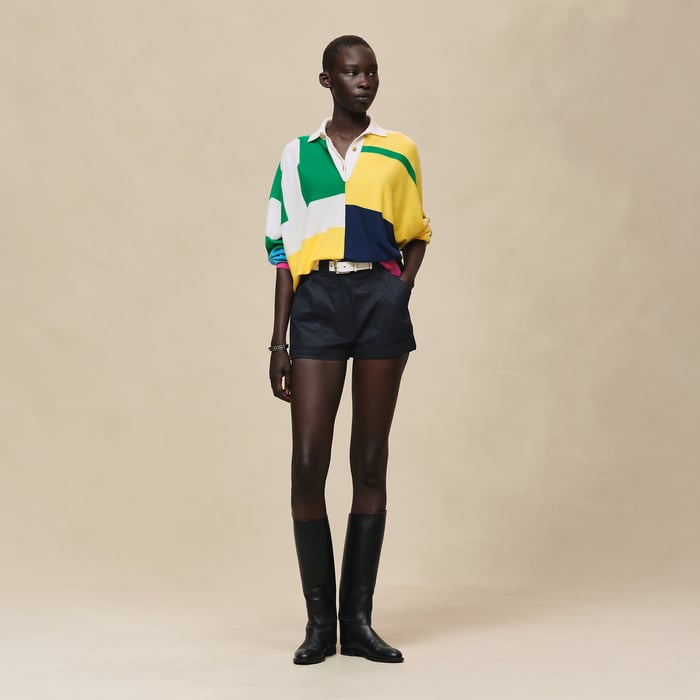 Bleu Noir Cotton Twill Shorts