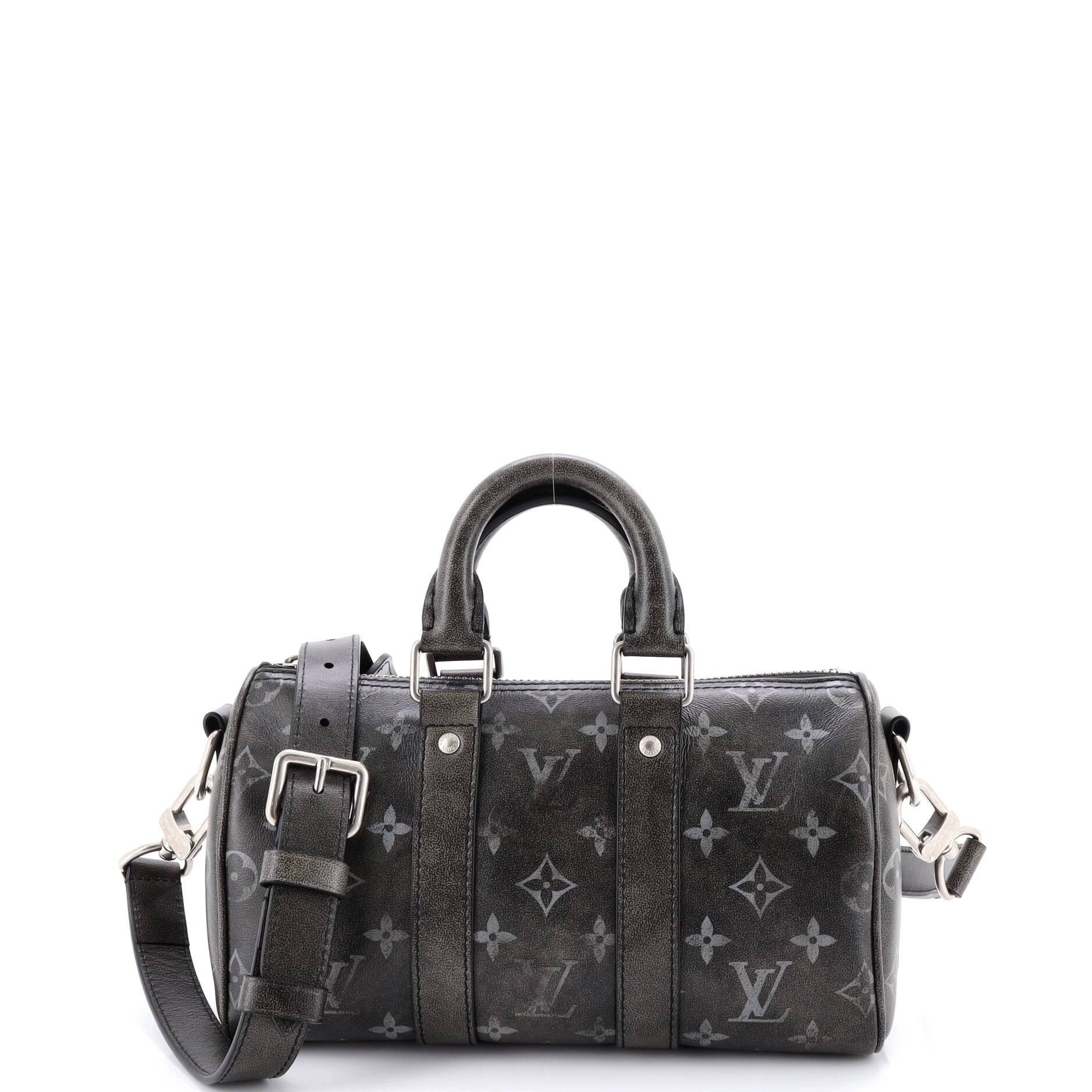 Louis Vuitton Keepall Bandouliere Bag Brushed Monogram Leather 25