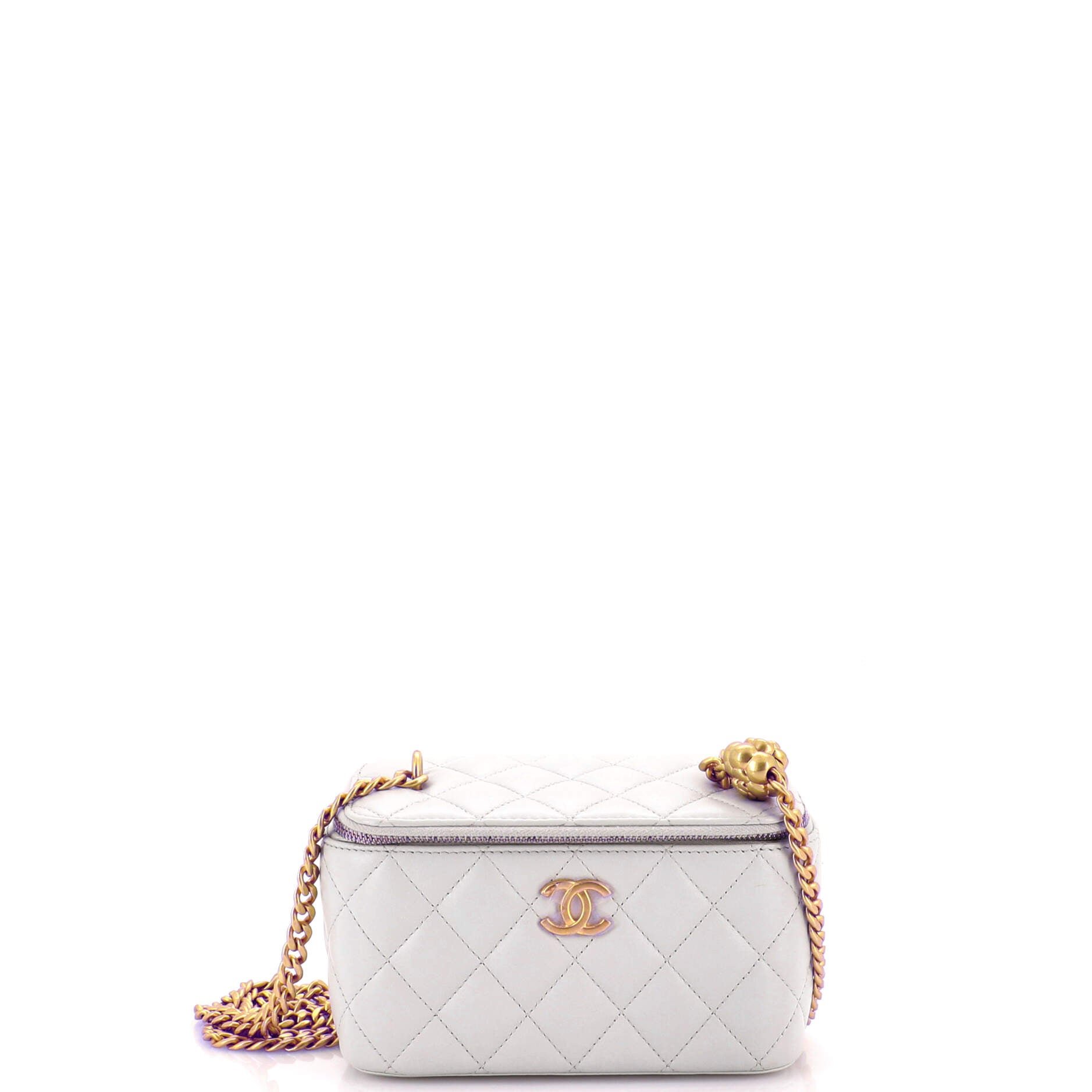 Sweet Camellia Vanity Case with Chain Quilted Lambskin Small