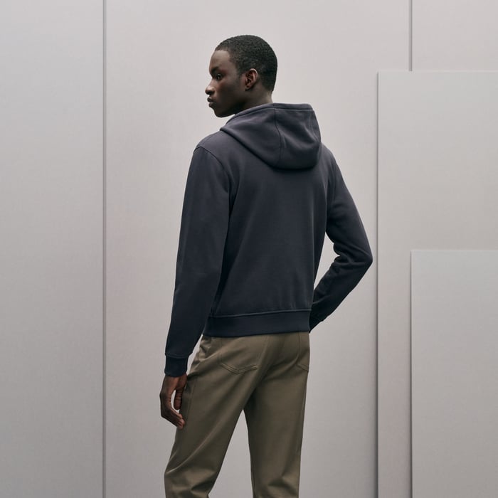Bleu Nuit "Eperon d'Or En Perspective" Zipped Hooded Sweater