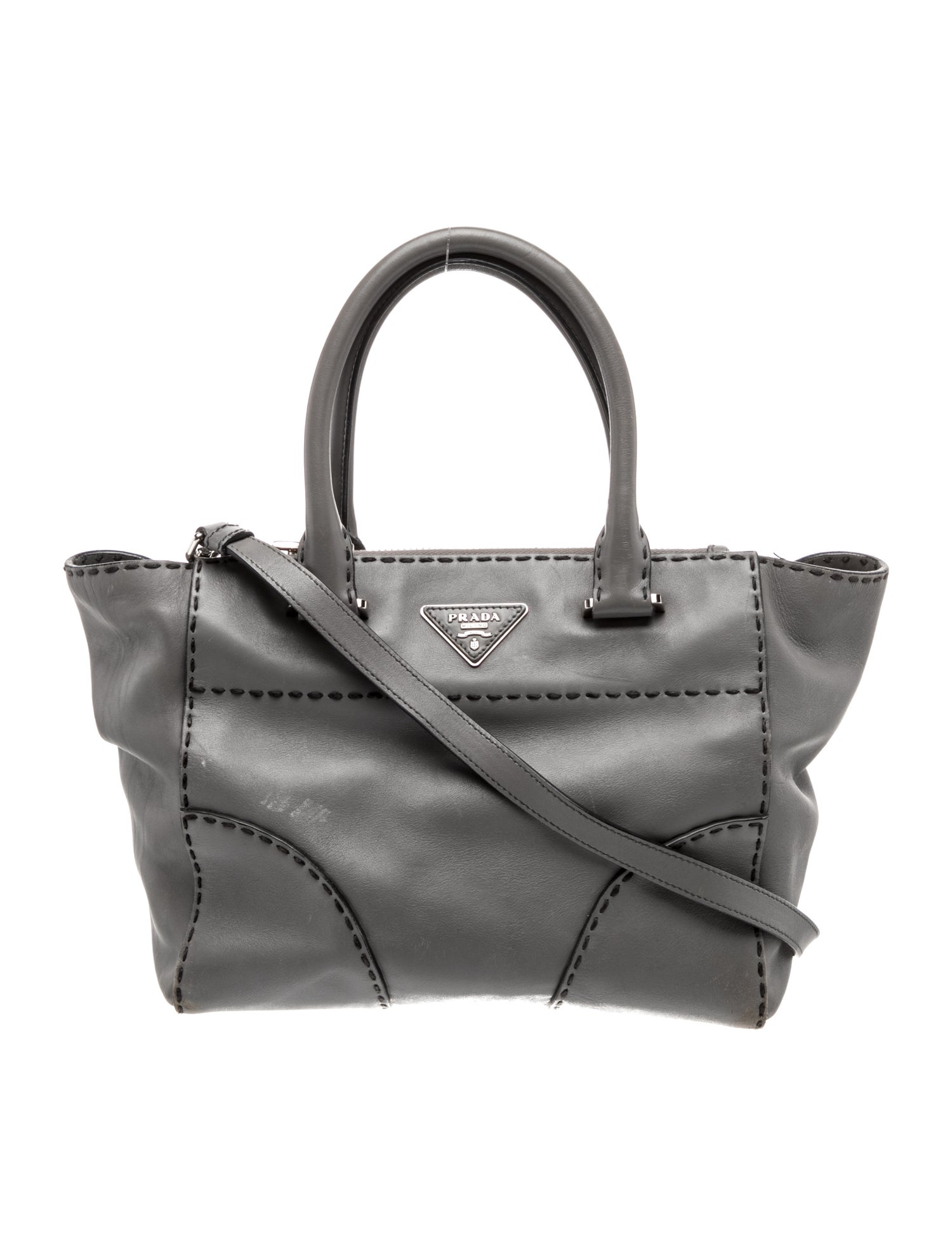 Prada Enameled Metal Triangle Twin Pocket