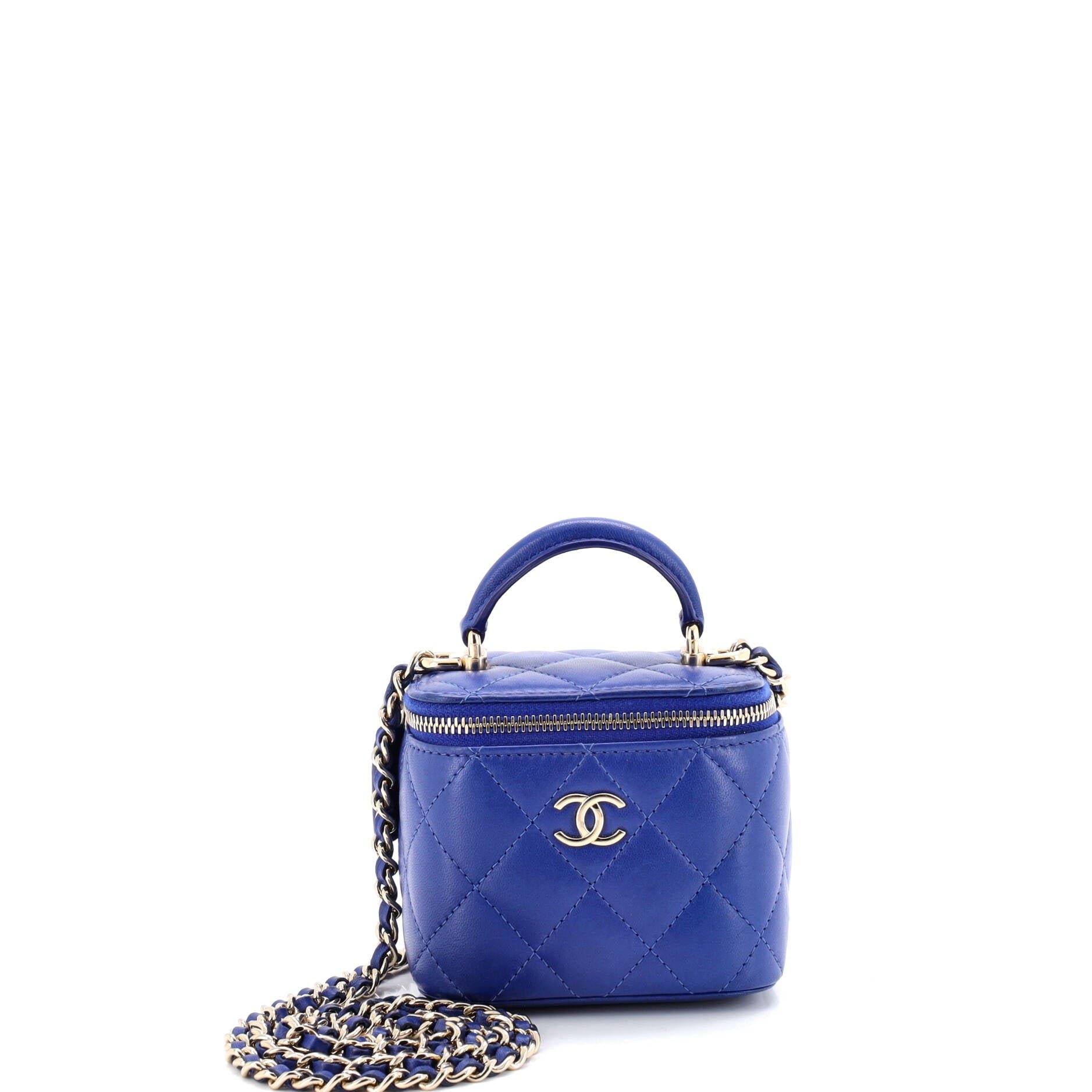 Chanel Classic Top Handle Vanity Case with Chain Quilted Lambskin Mini