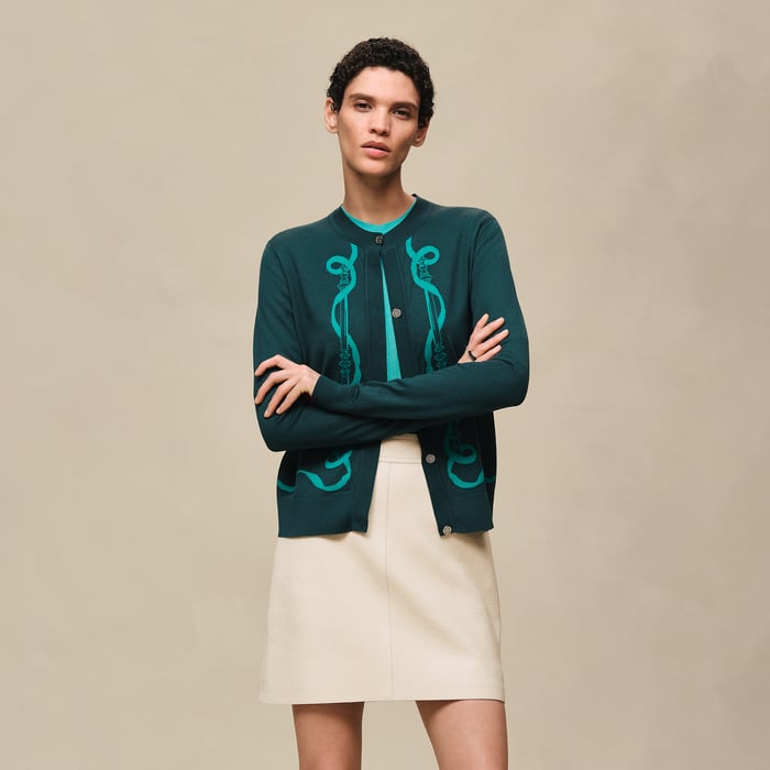 Vert Pin "Ferronnerie" Long-sleeve Cardigan
