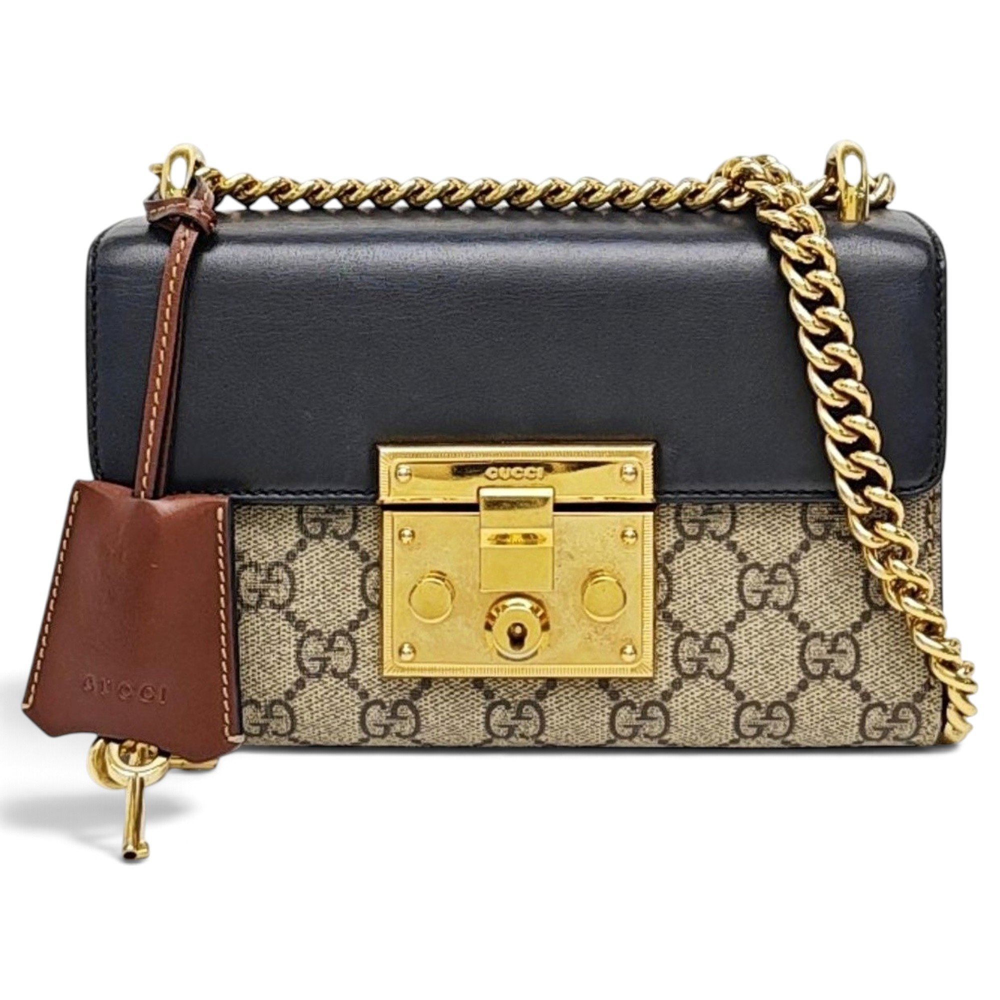 Padlock leather handbag
