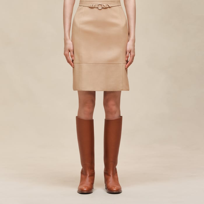 Beige Cajou Dress With Laced Back