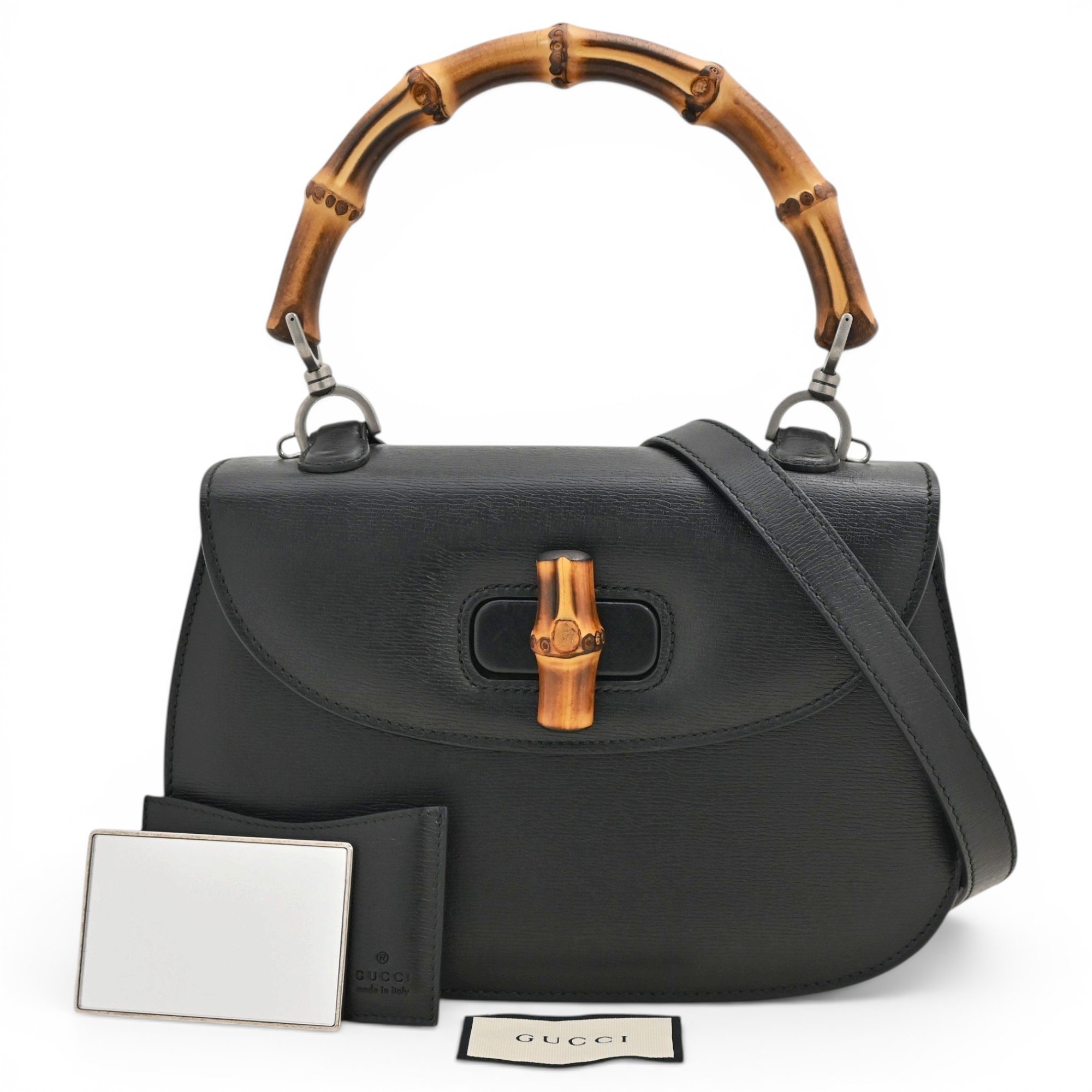 Convertible Bamboo Top Handle leather handbag