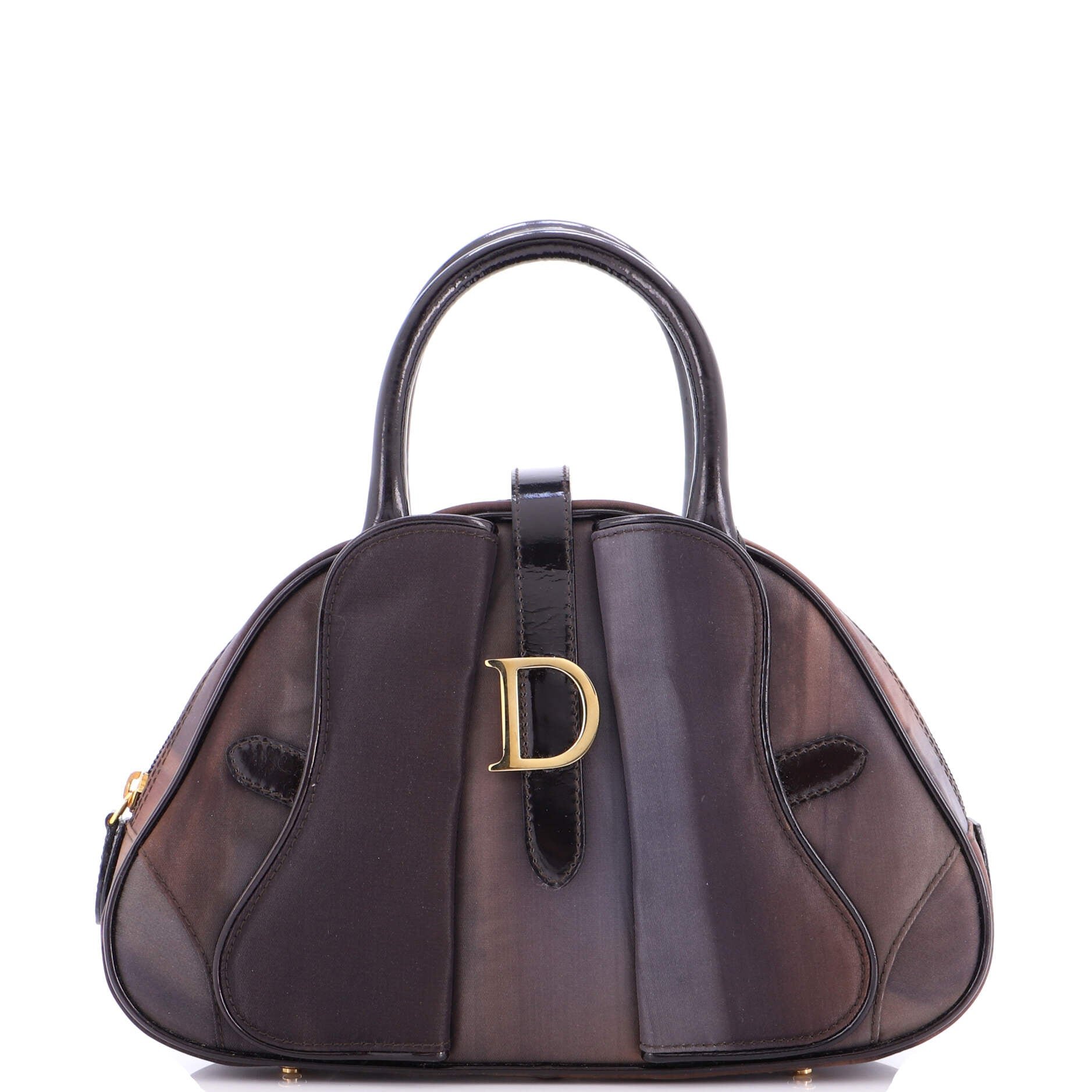 Dior Vintage Saddle Bowler Bag Printed Nylon Small
