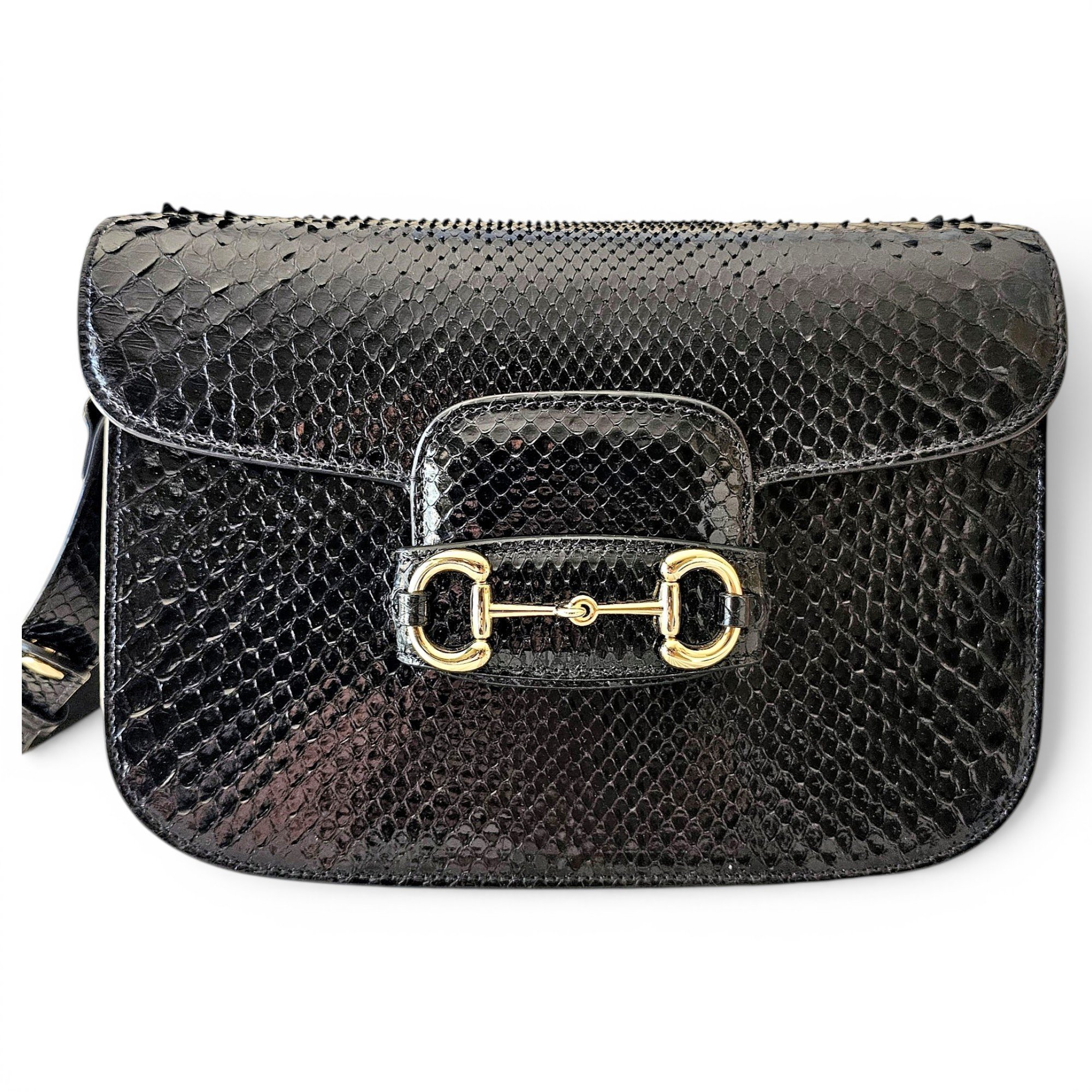 Horsebit 1955 python handbag