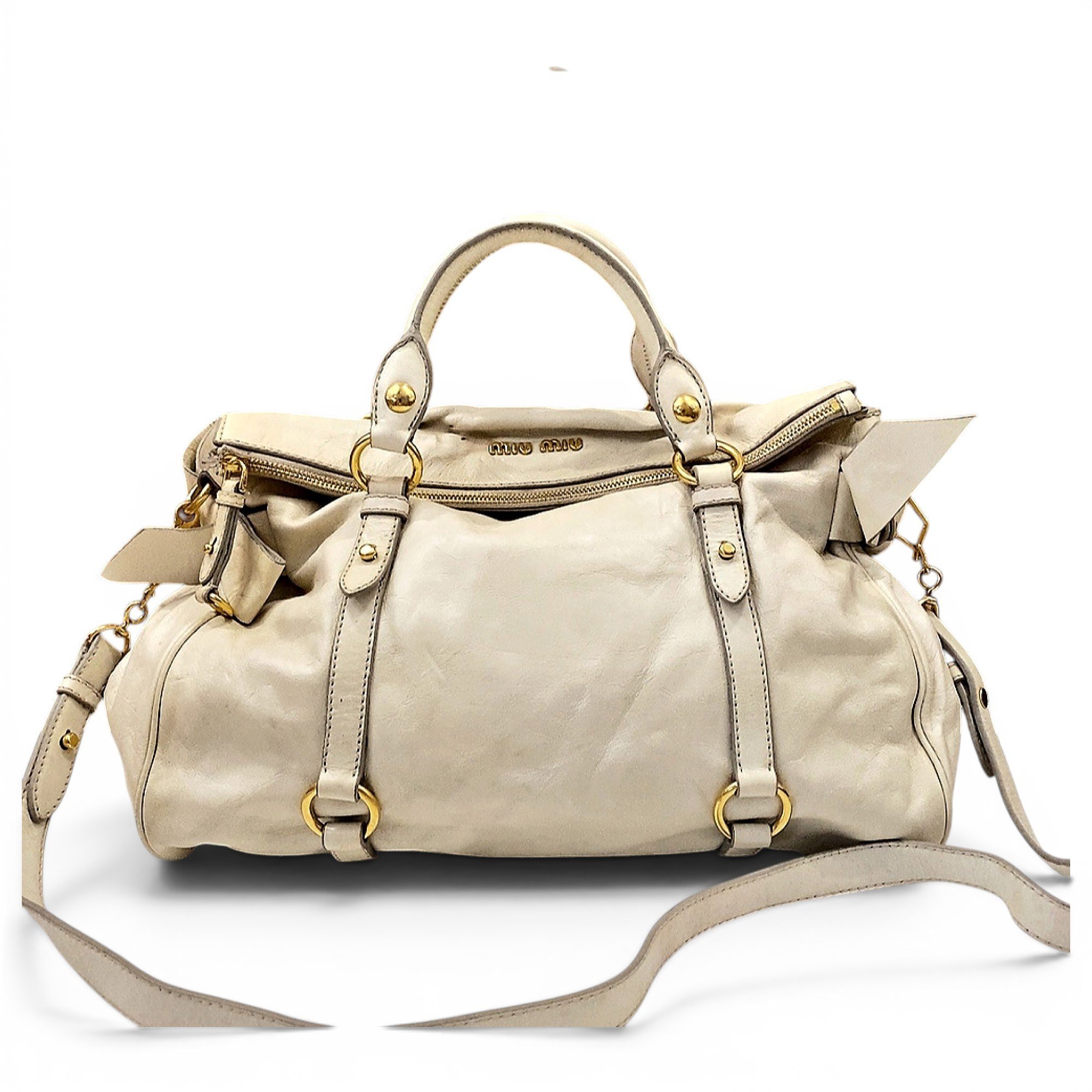 Bow bag leather handbag