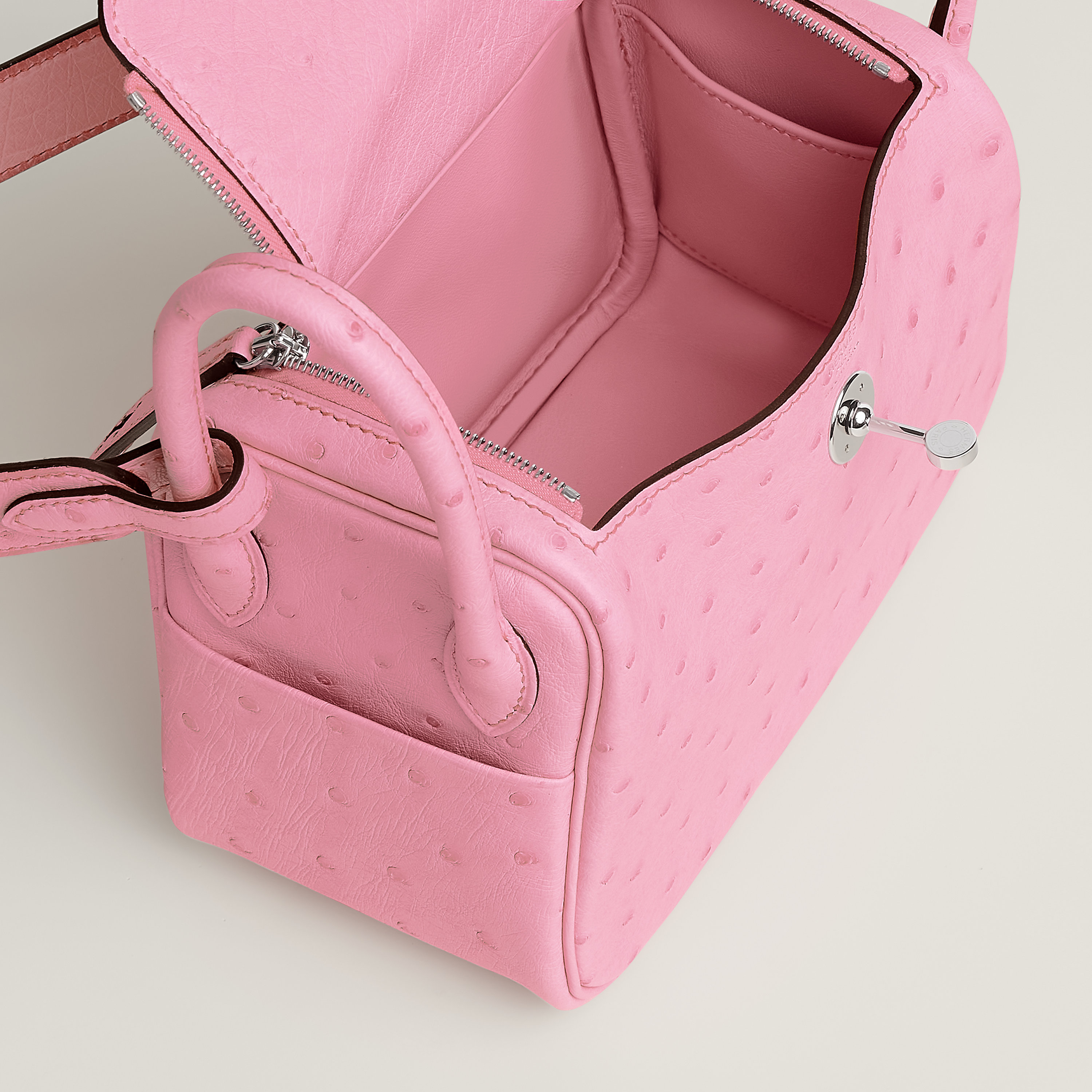 Hermes Mini Lindy II in Rose Bubblegum top view