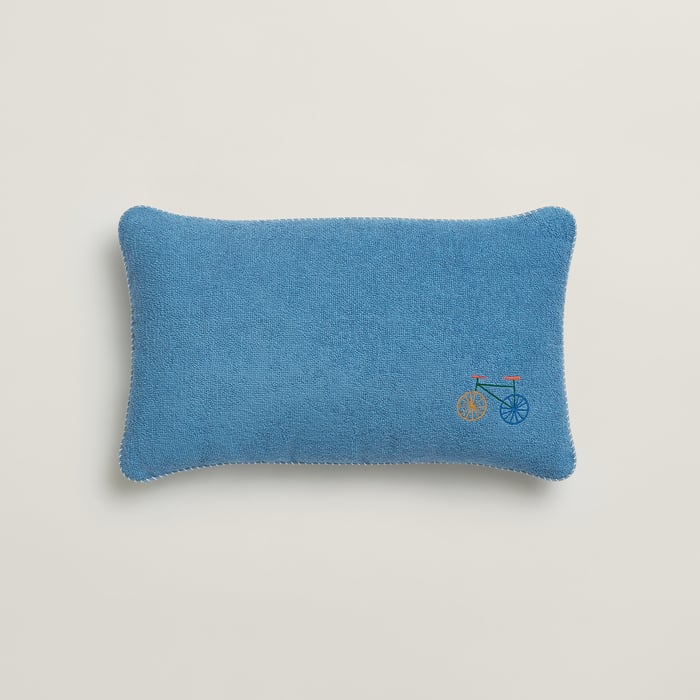 Bleu Denim Les Cabanes Beach Pillow