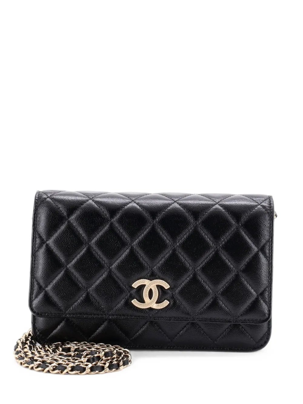 Textured CC Wallet on Chain Quilted Caviar crossbody bag
