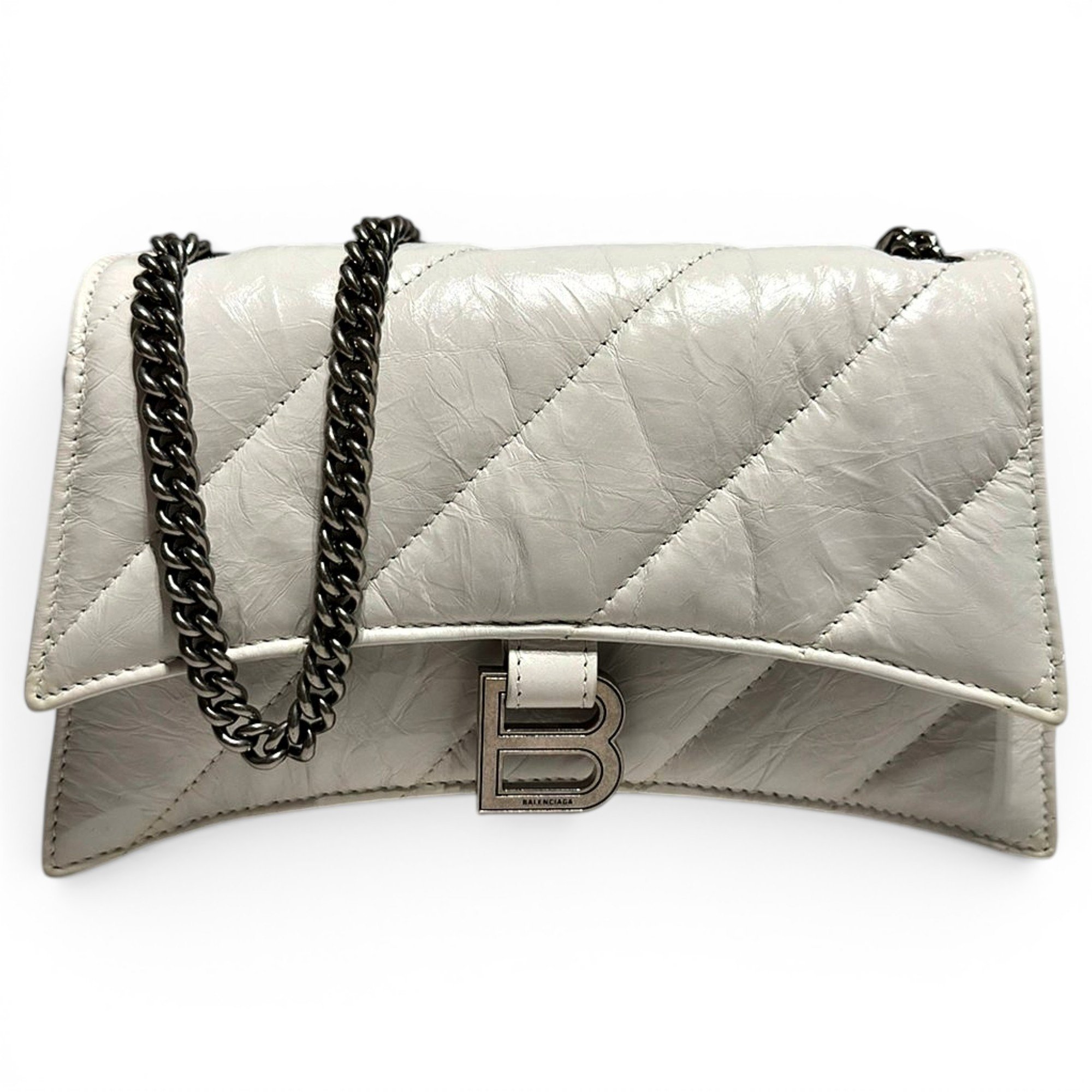 Hourglass leather handbag