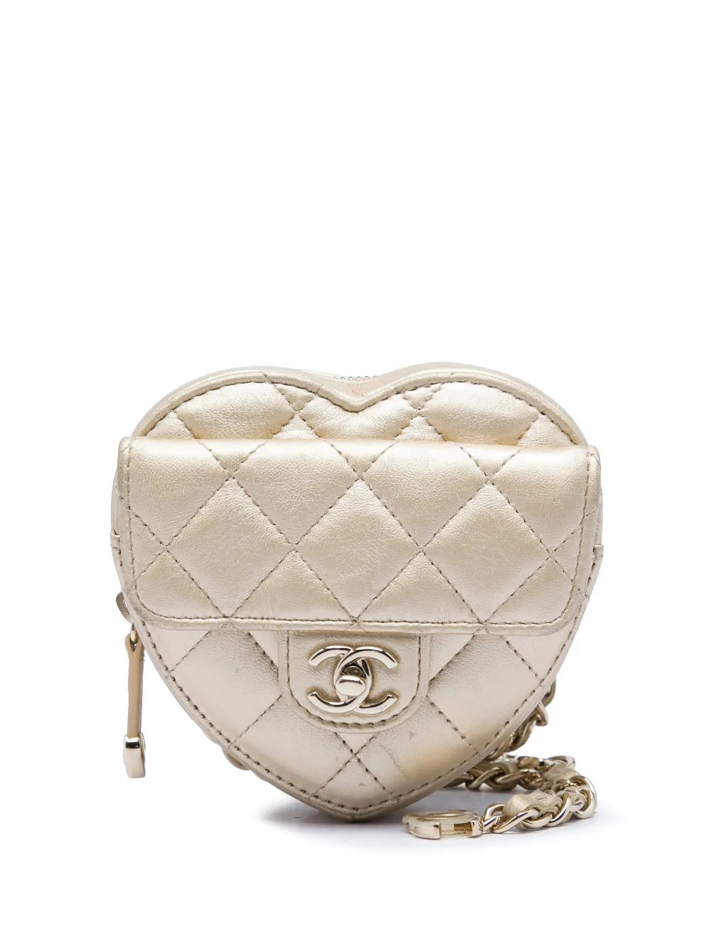 2021 Mini Metallic Lambskin CC in Love Heart belt bag