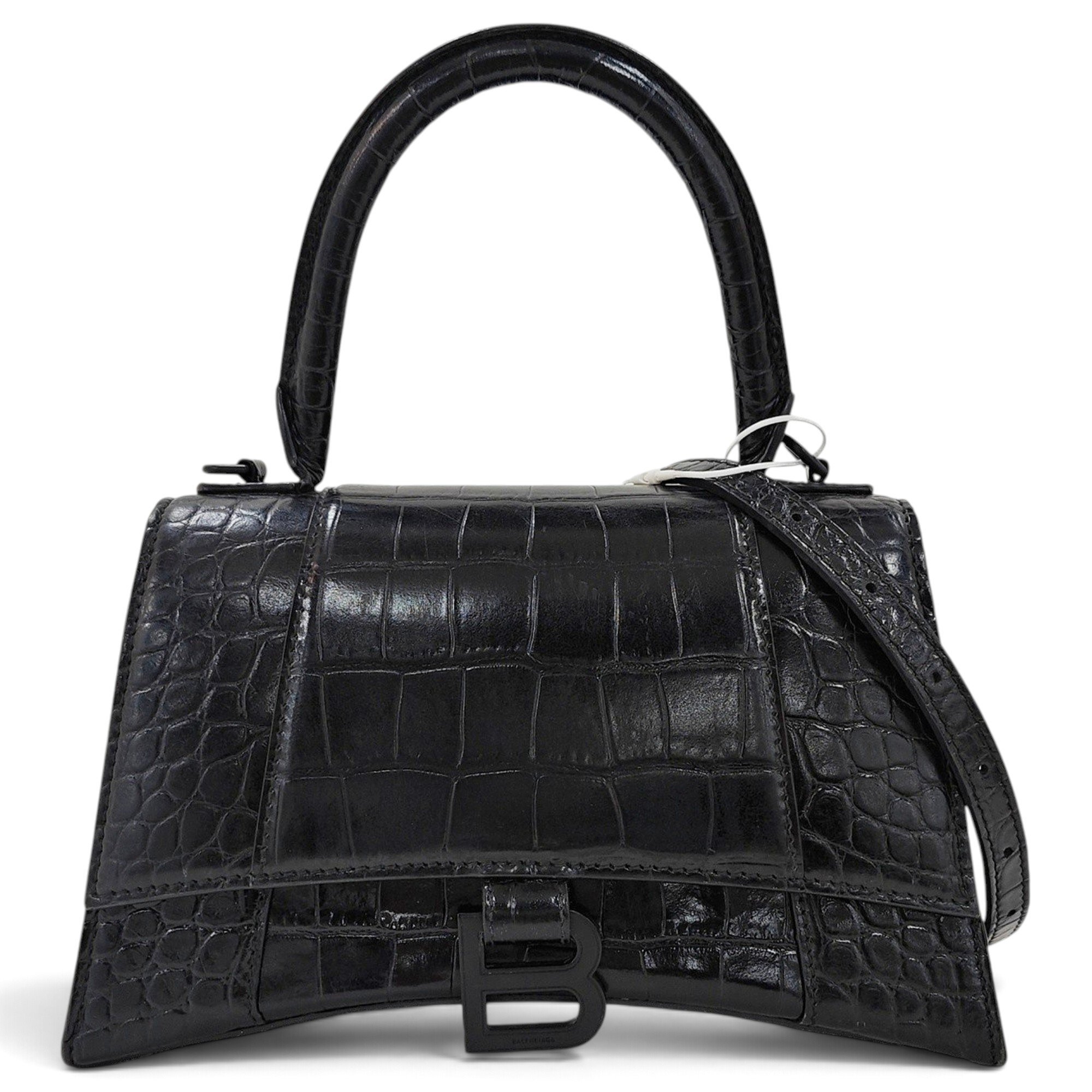Hourglass leather handbag