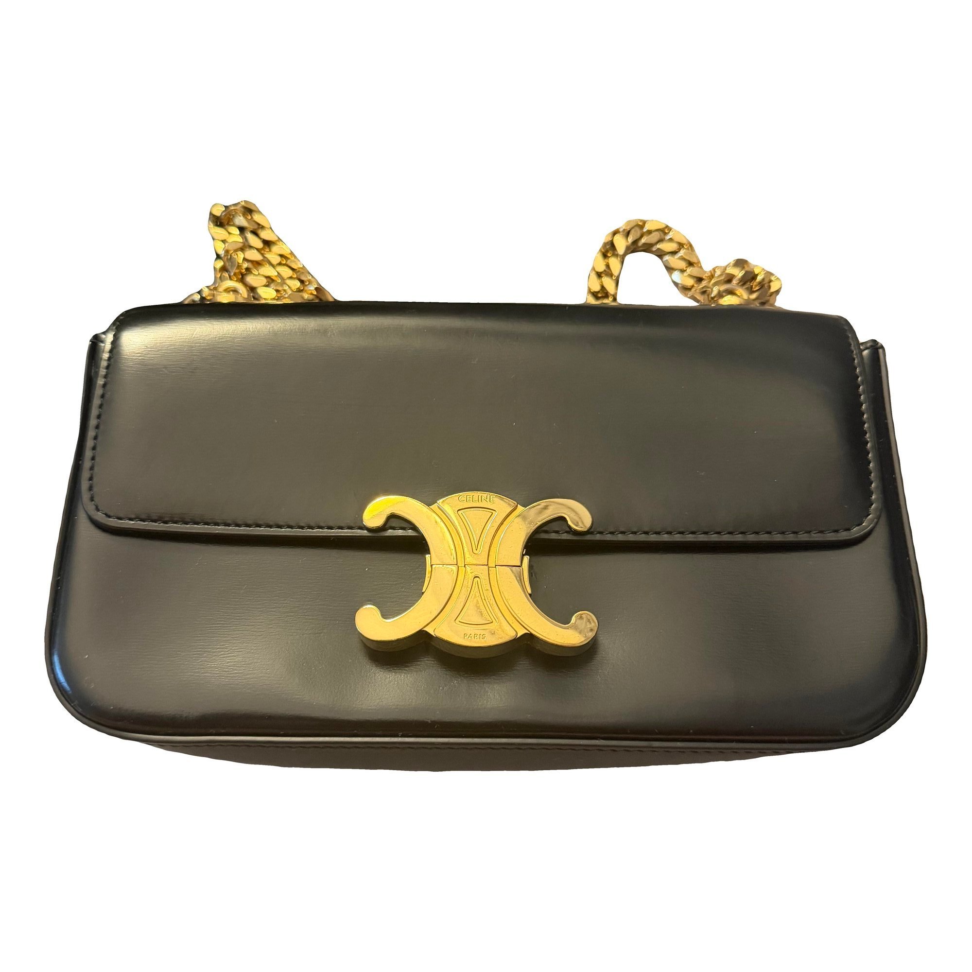 Triomphe chain leather handbag