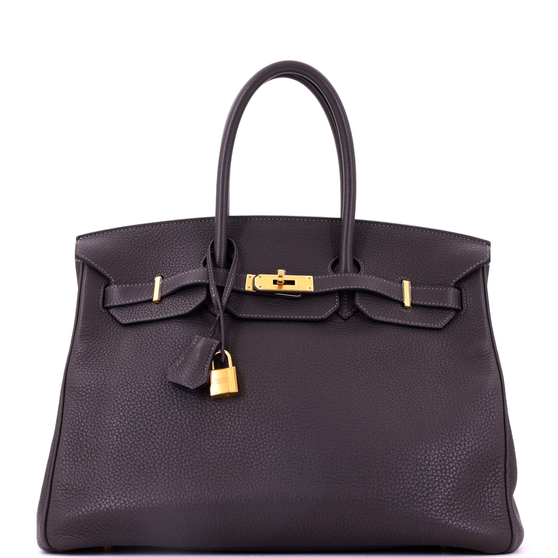 Hermes Birkin Handbag Graphite Clemence with Gold Hardware 35