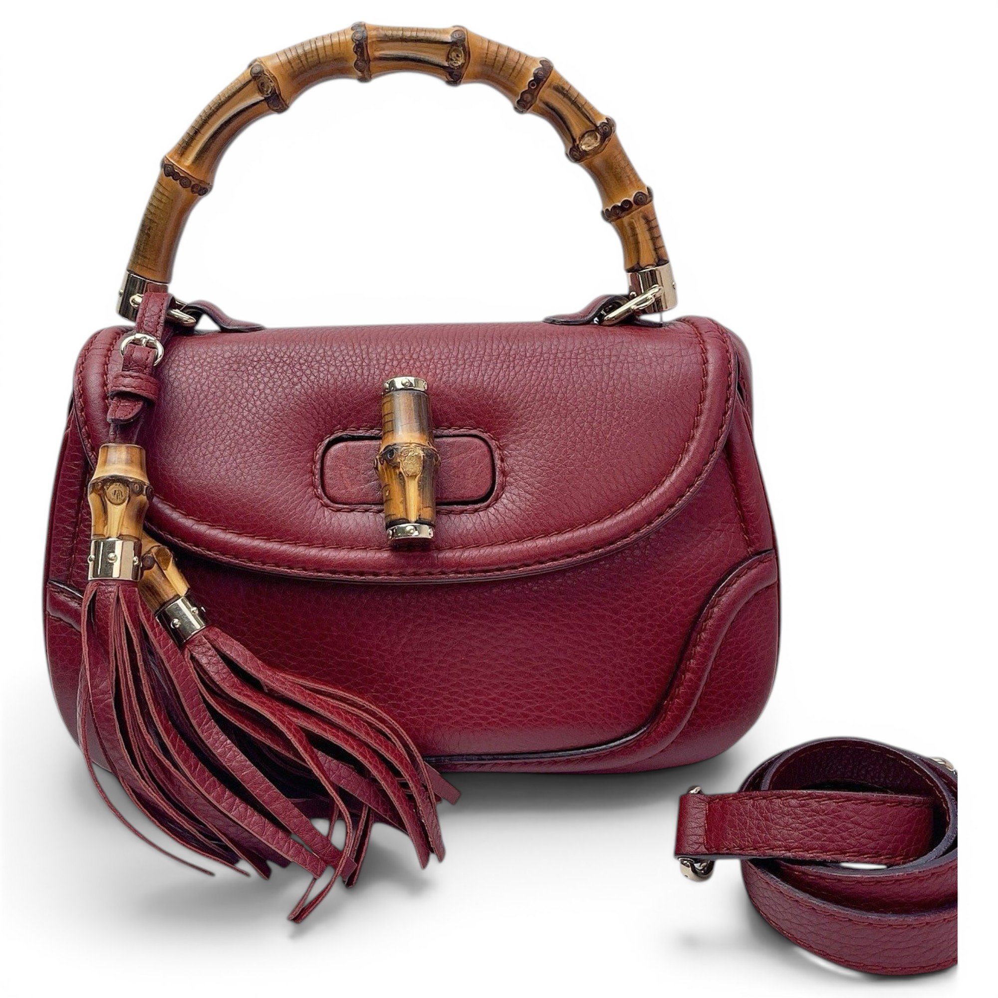 Convertible Bamboo Top Handle leather handbag