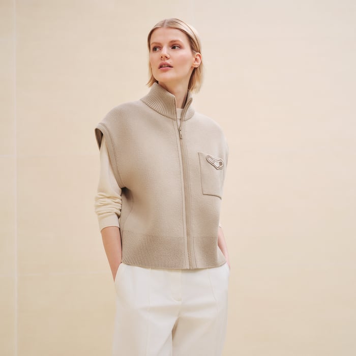 Beige Glaise "Effet Kaleidoscope" Zipped Jacket