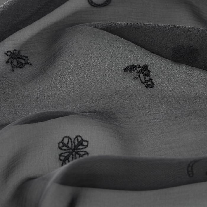 Noir Multicharms Embroidered Scarf 100