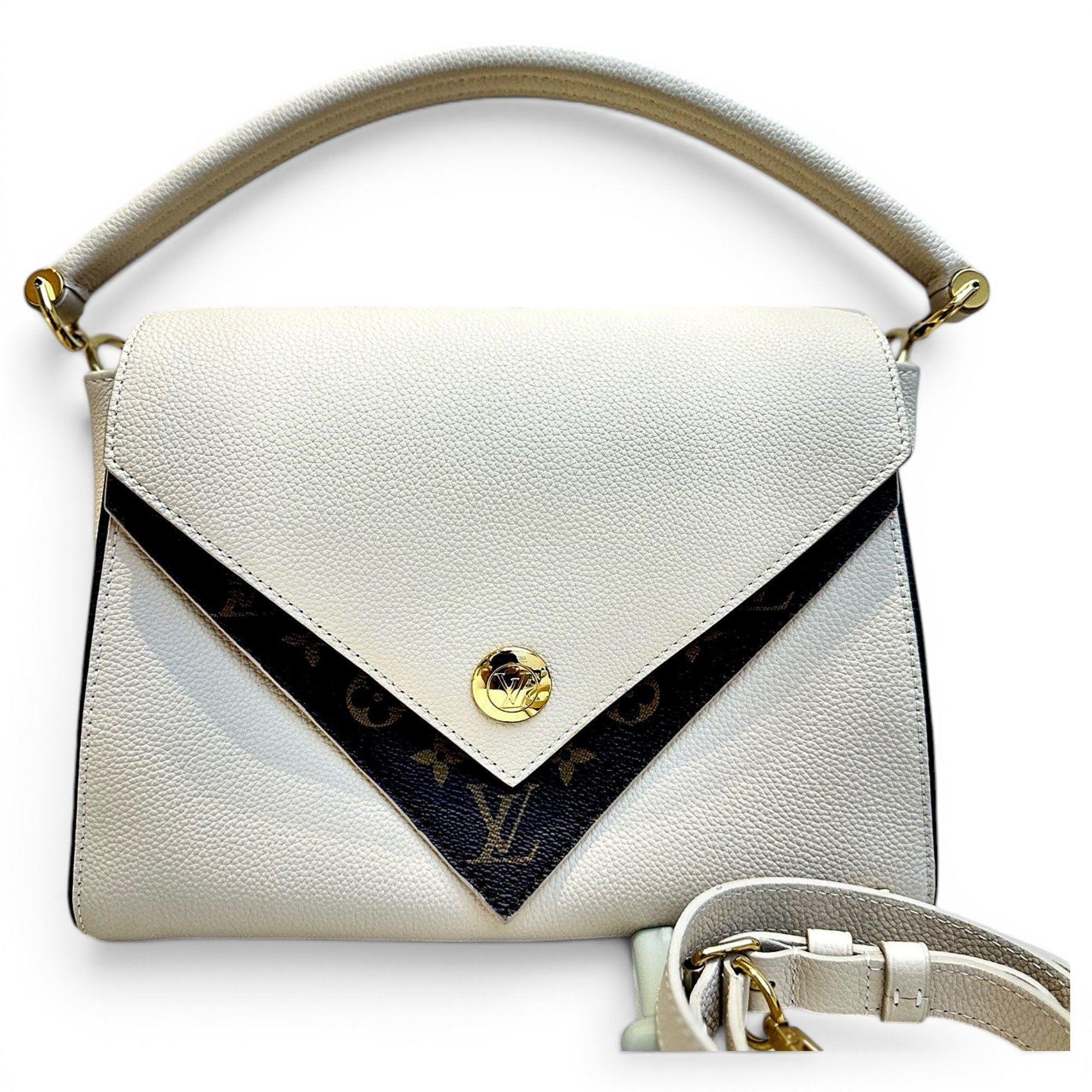 Double V leather handbag
