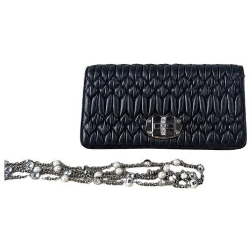Miu Miu Miu Crystal leather clutch bag