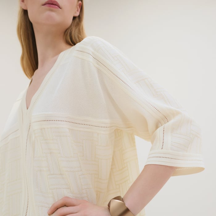 Blanc Cassé "Crepe Envers Satin" Twillaine Caftan Dress