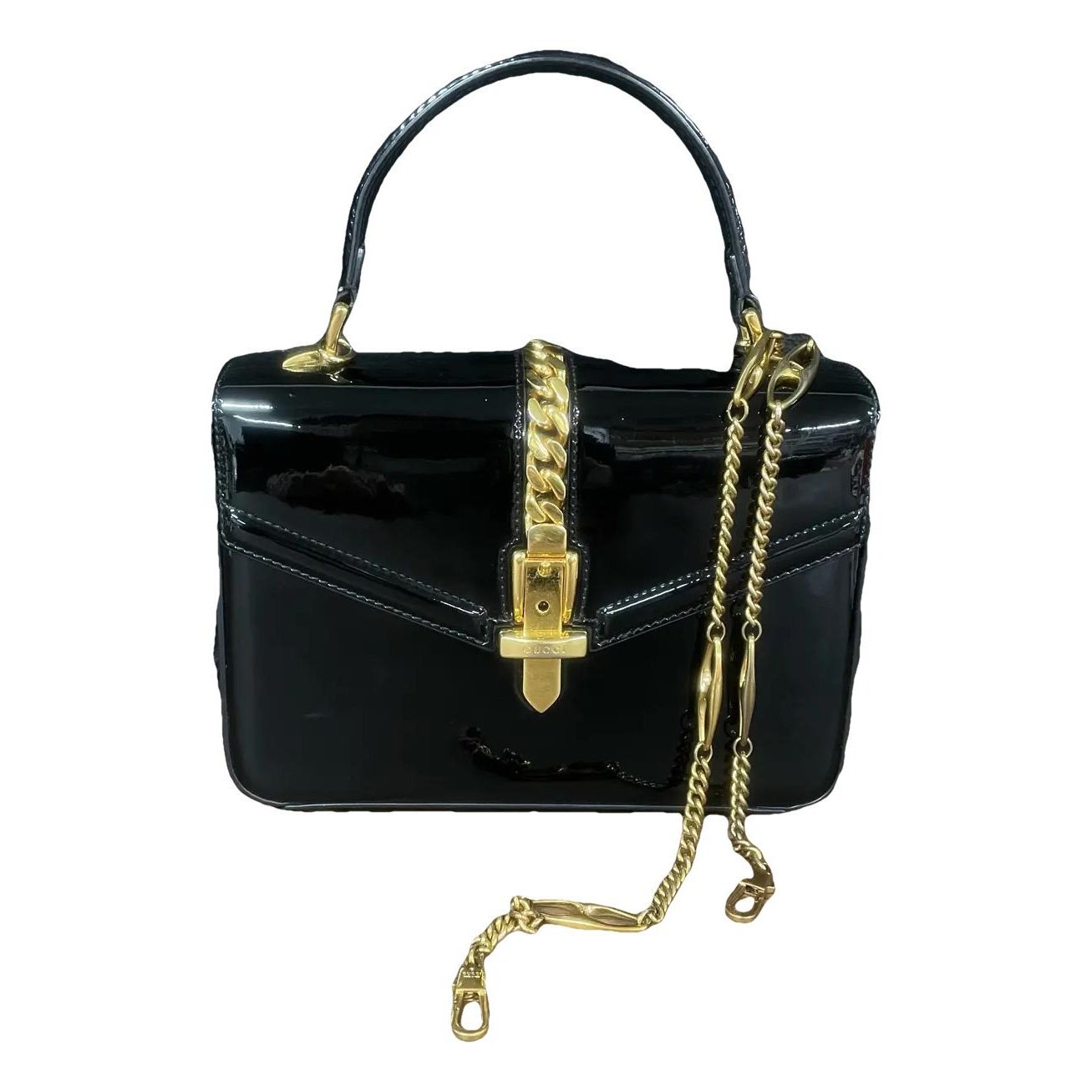 Sylvie Top Handle patent leather handbag