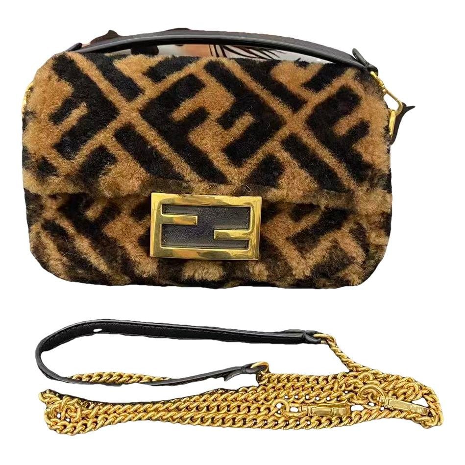Baguette faux fur handbag