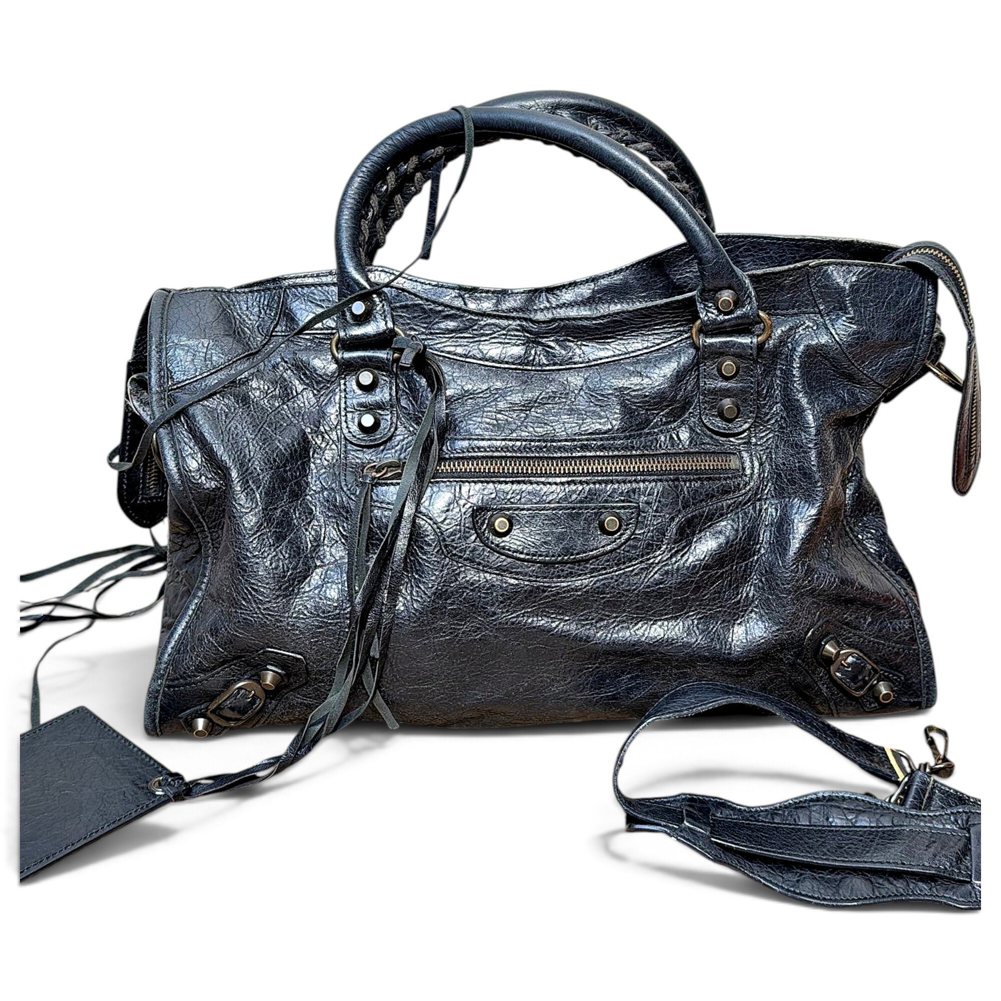 City leather handbag