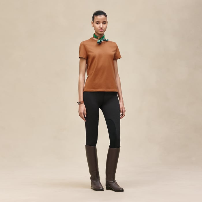 Marron Fauve Printed Straight T-shirt