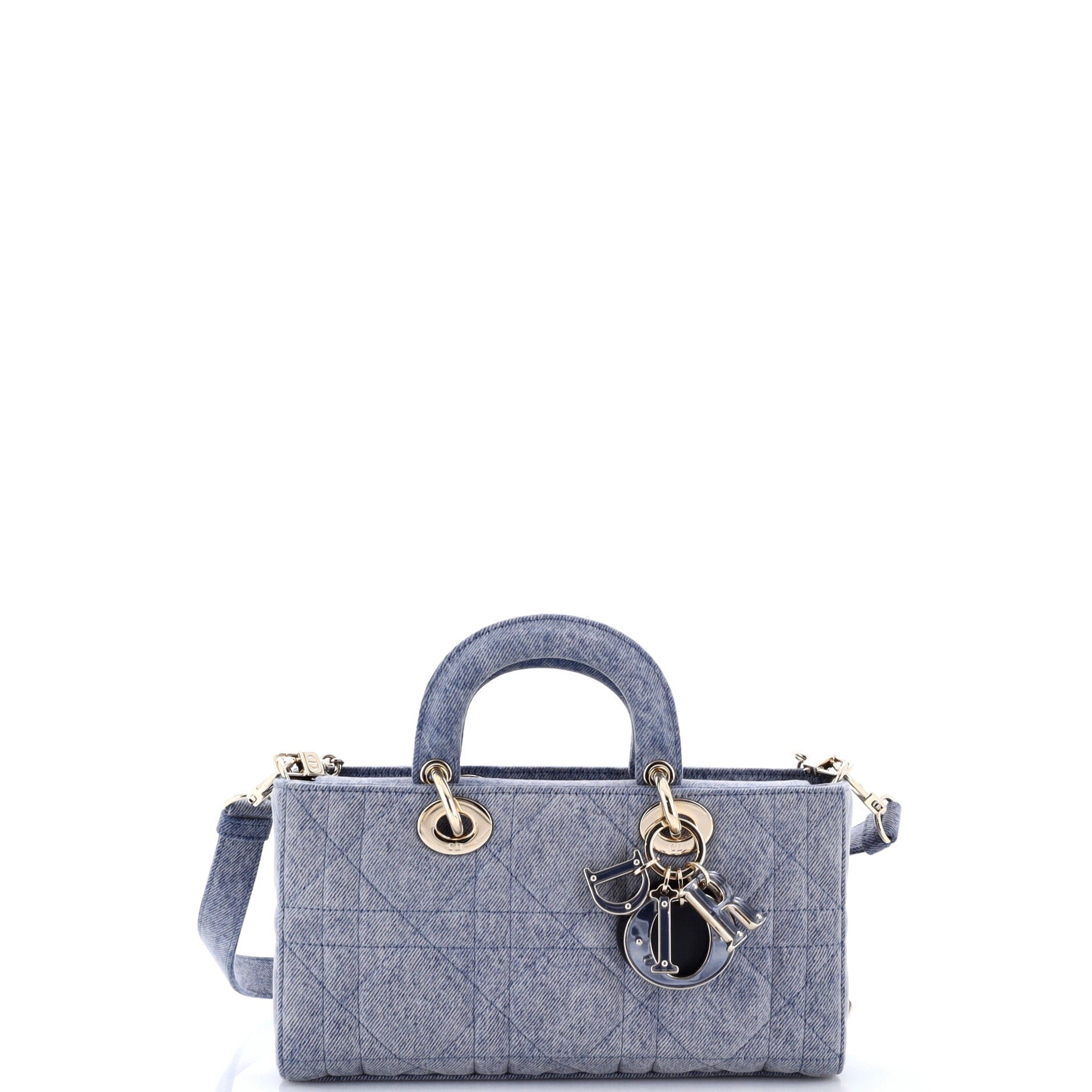 Lady D-Joy Bag Macrocannage Quilt Denim Medium