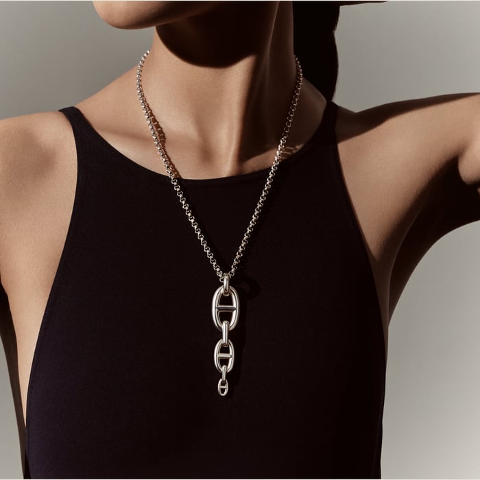 Sans Coloris Chaine d'Ancre Enchainee Pendant, Large Model
