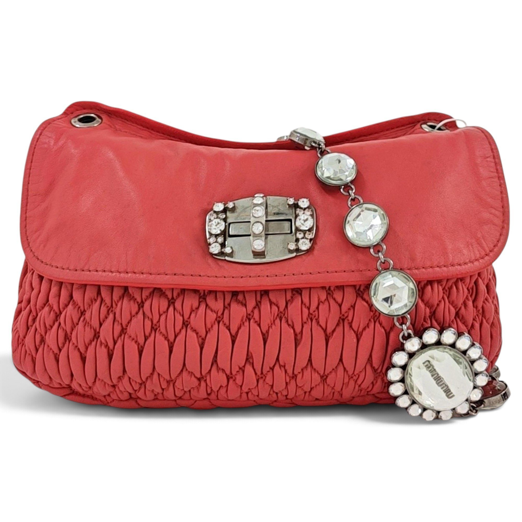 Miu Crystal leather handbag
