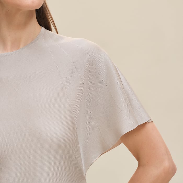 Beige Avoine "Palefroi Remix" Short-sleeve Twillaine Long Dress