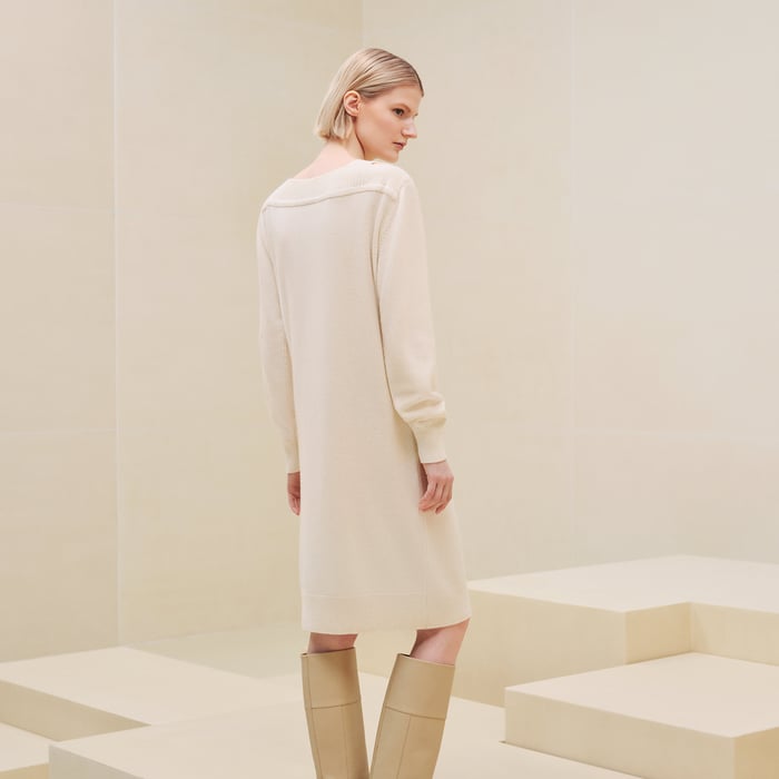 Blanc Naturel Asymmetric Cashmere Dress